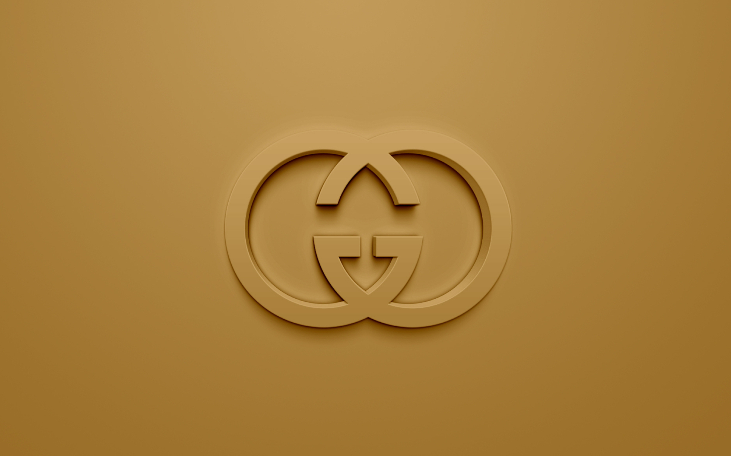 Gold Gucci logo wallpaper, 3D art, Luxury fashion brand, High quality images, 2560x1600 HD Desktop