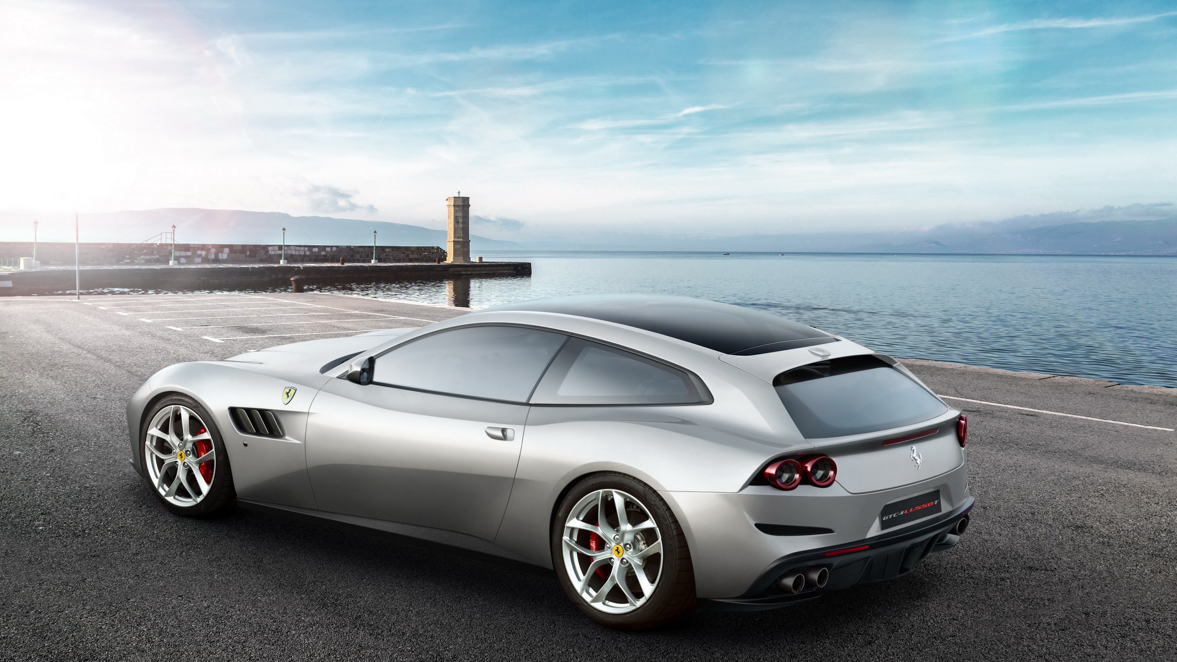 Ferrari GTC4 Lusso, Paris Auto Show highlight, Shooting brake allure, Stunning silver, 3840x2160 4K Desktop
