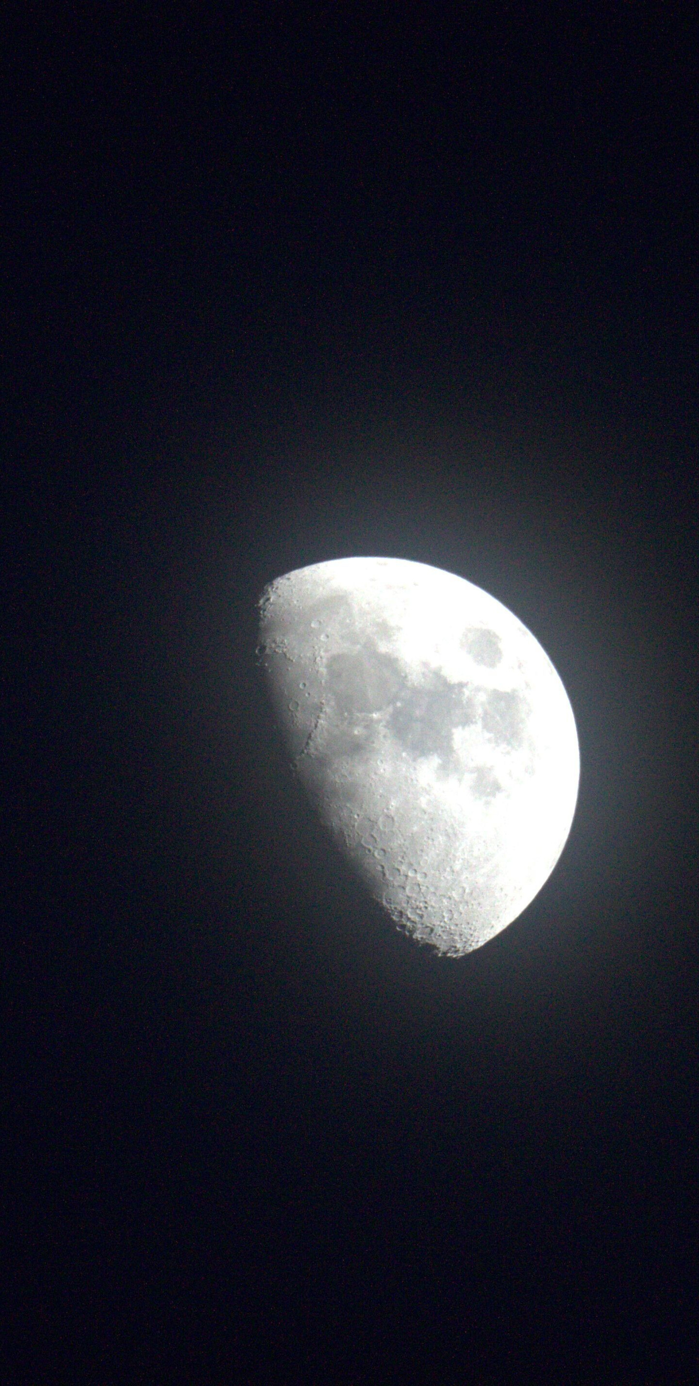 Moonlight: Half moon, The nighttime appearance of celestial objects, Darkening skies. 1440x2860 HD Wallpaper.