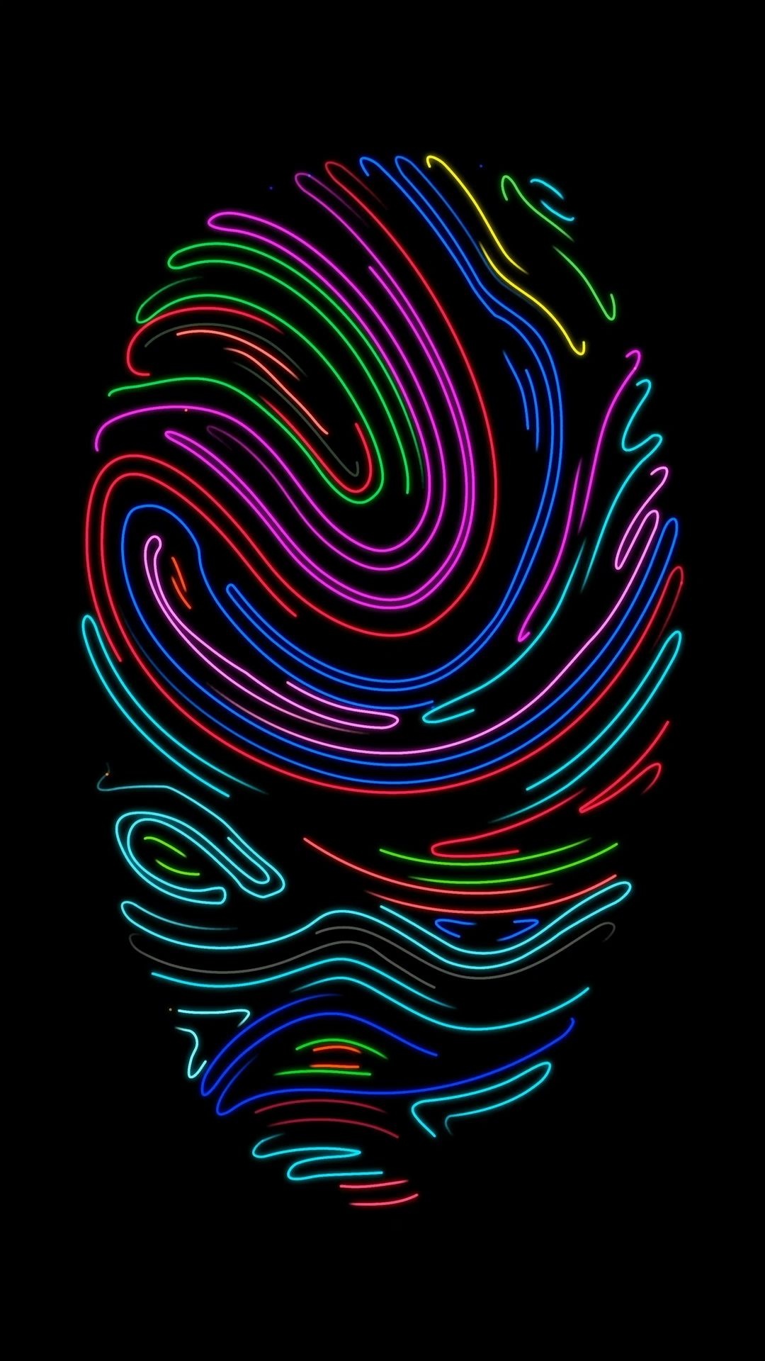 Fingerprint, Neon Abstract Wallpaper, 1080x1920 Full HD Phone