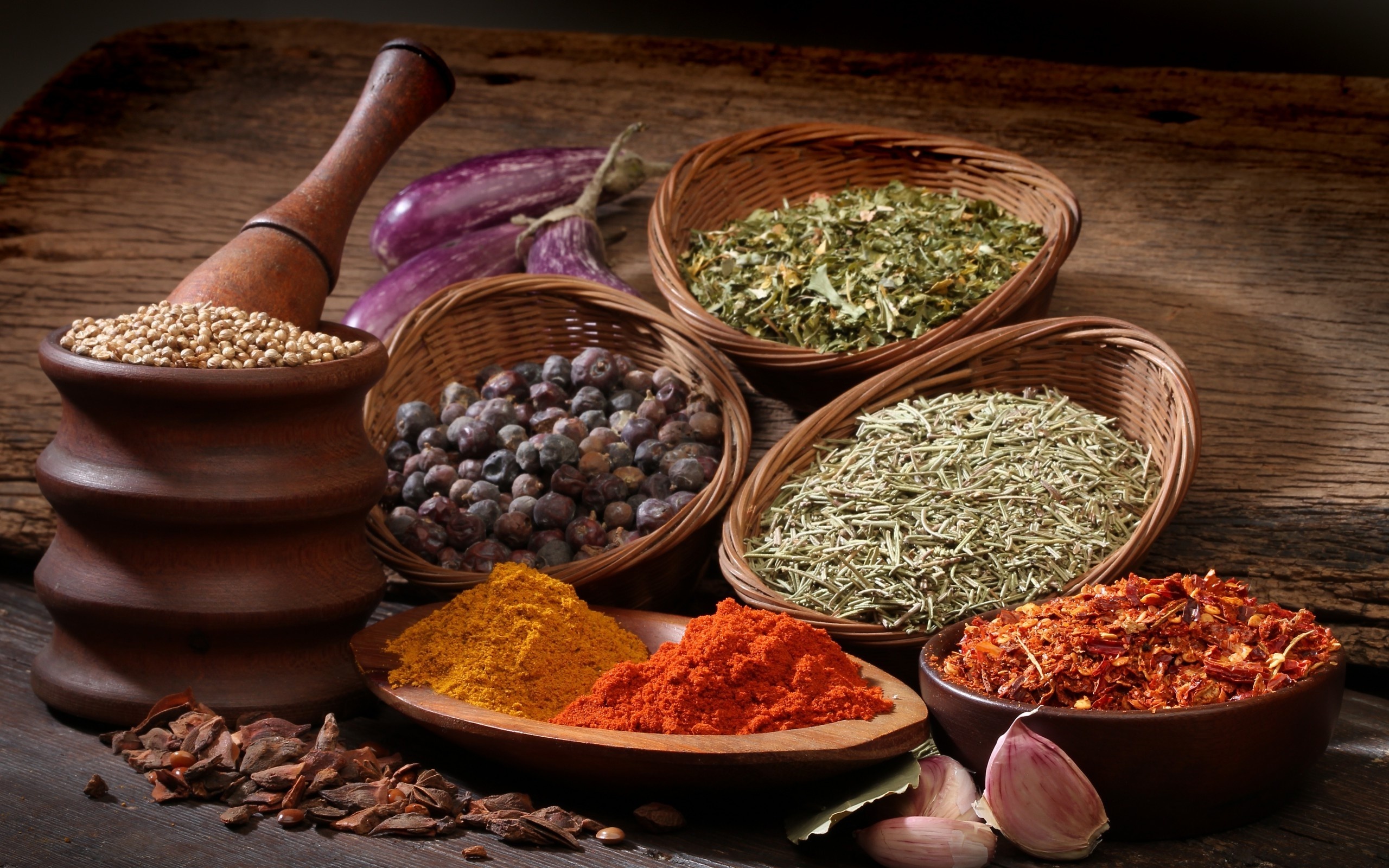 Spices: Herbs, Supplementing food to enhance a particular flavor. 2560x1600 HD Wallpaper.