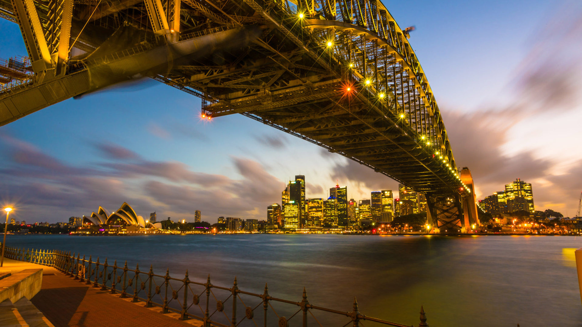 Nachtansicht der Sydney Harbour Bridge, 1920x1080 Full HD Desktop