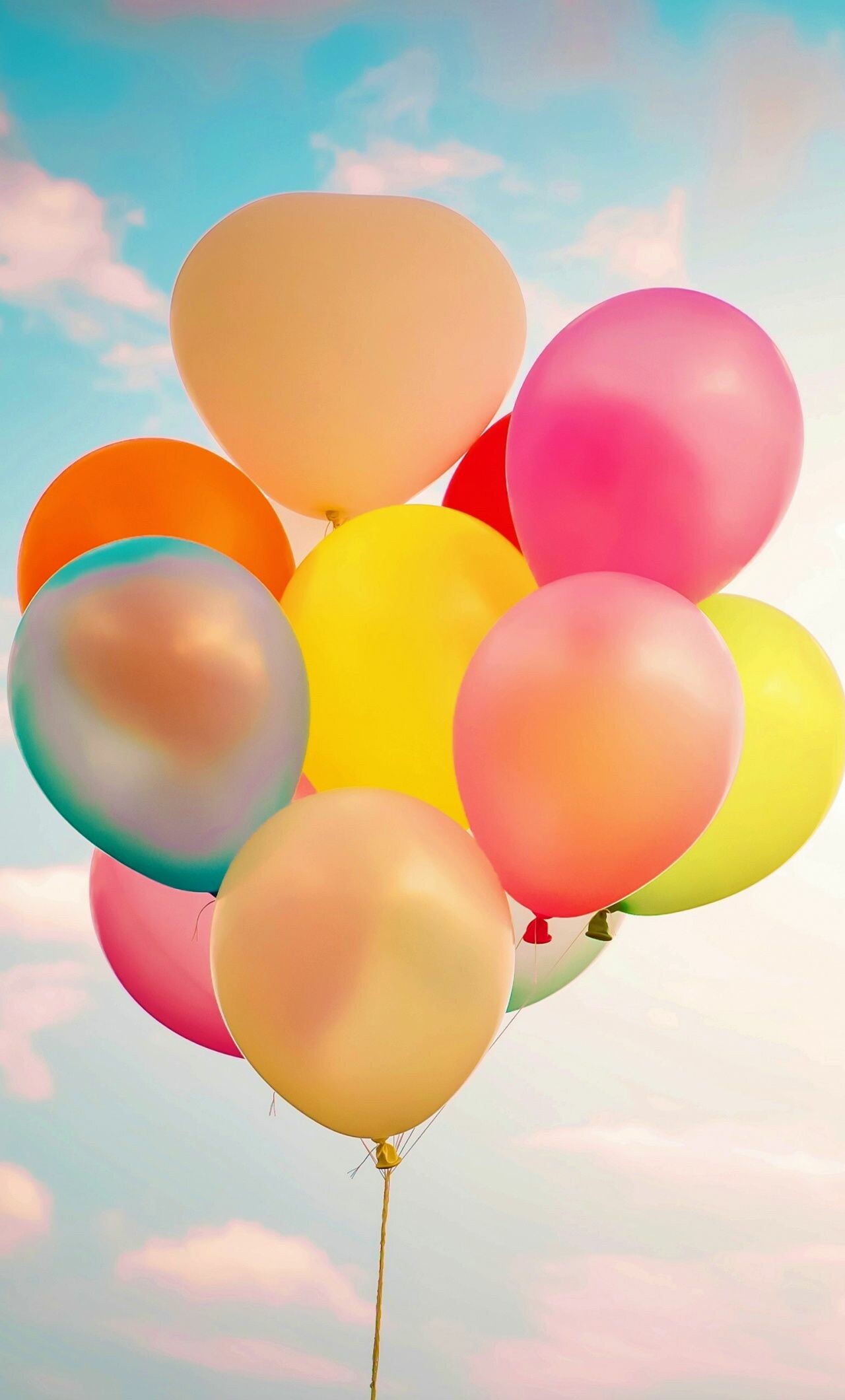 Balloons: Birthday, A child’s toy or party decoration, Multicolored. 1280x2120 HD Wallpaper.