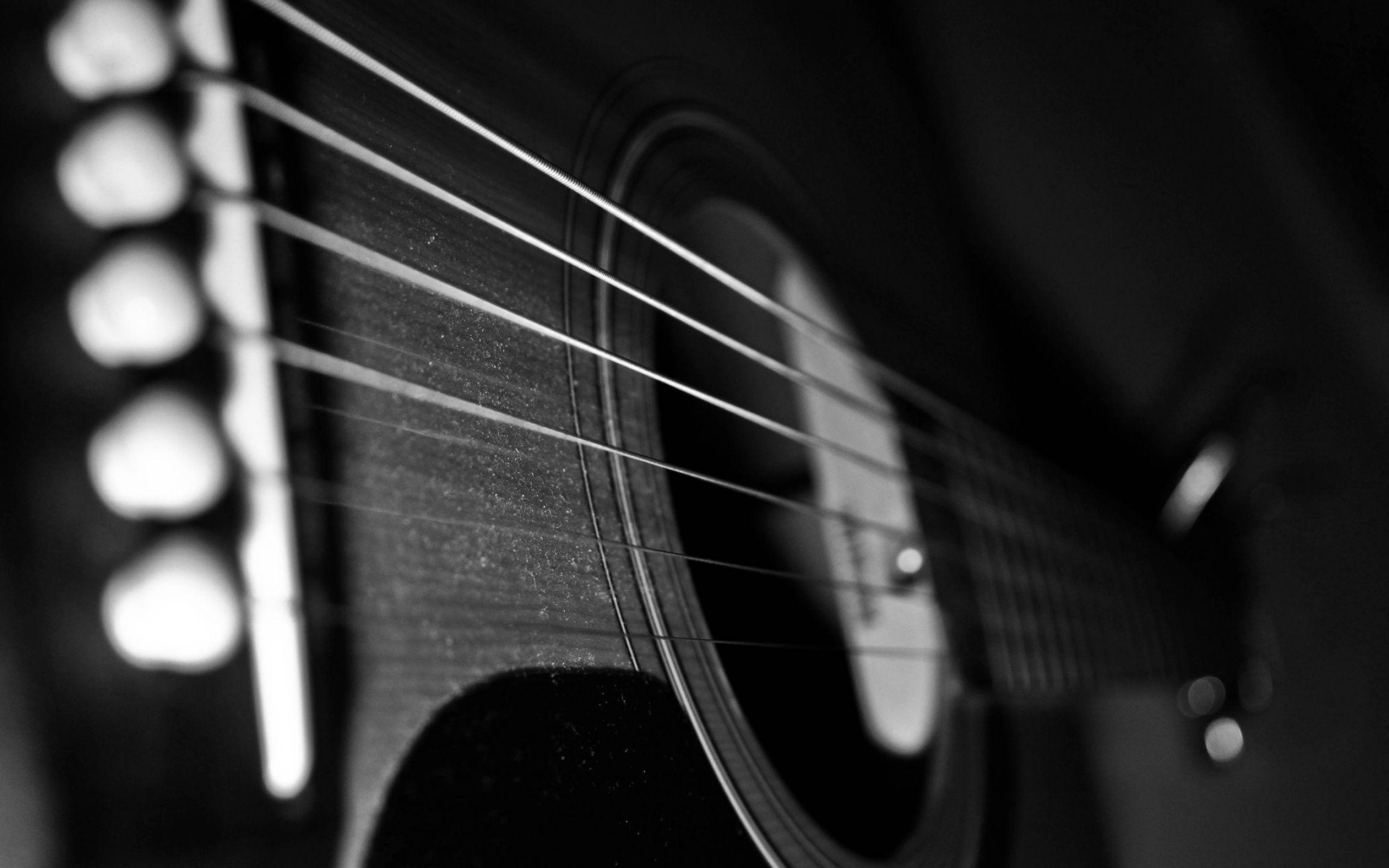 Musical instrument, Black guitar, Music theme, Guitar close-up, 2560x1600 HD Desktop