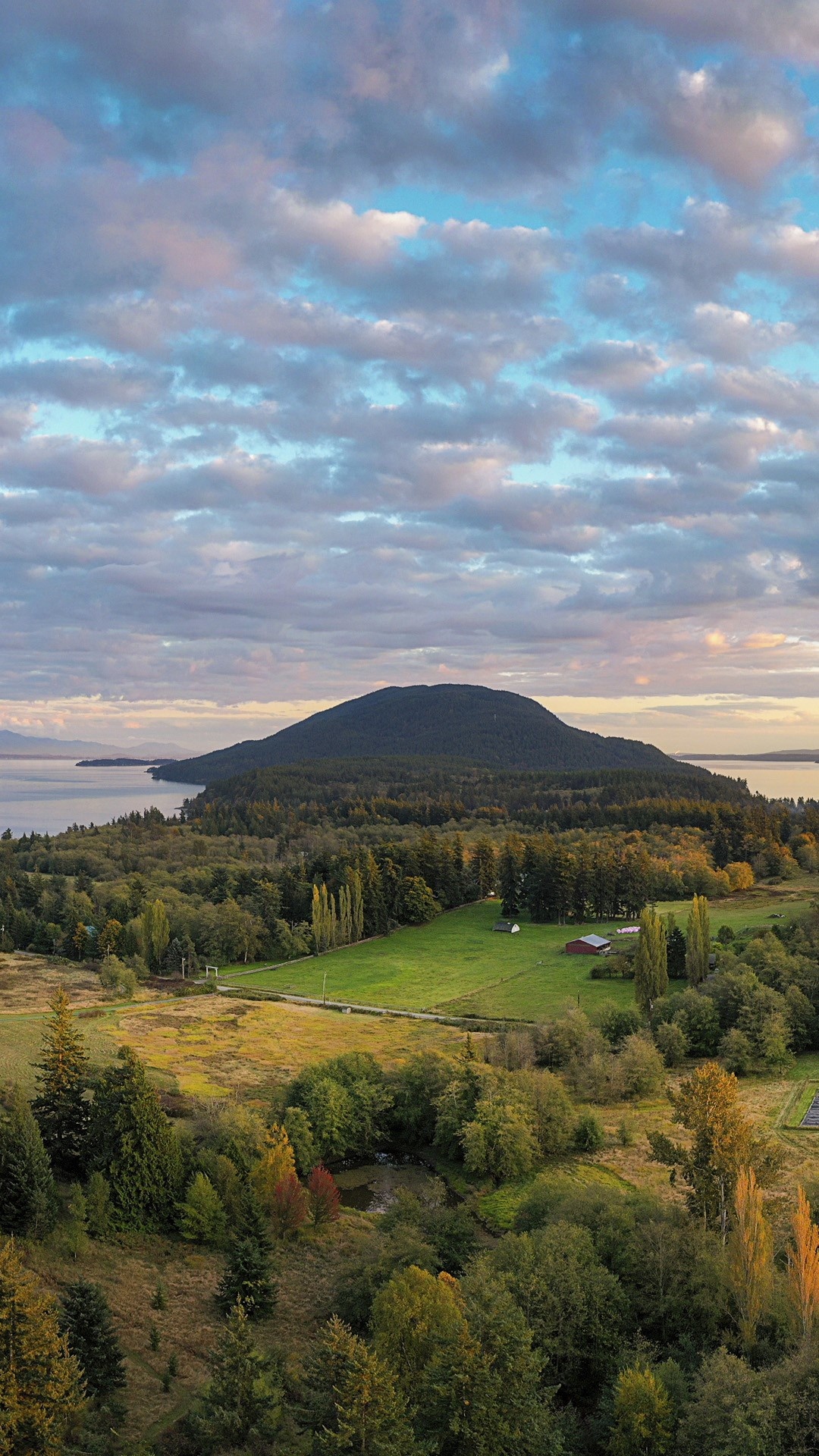 Aerial view, Lummi Island, Puget Sound, Whatcom County, 1080x1920 Full HD Phone