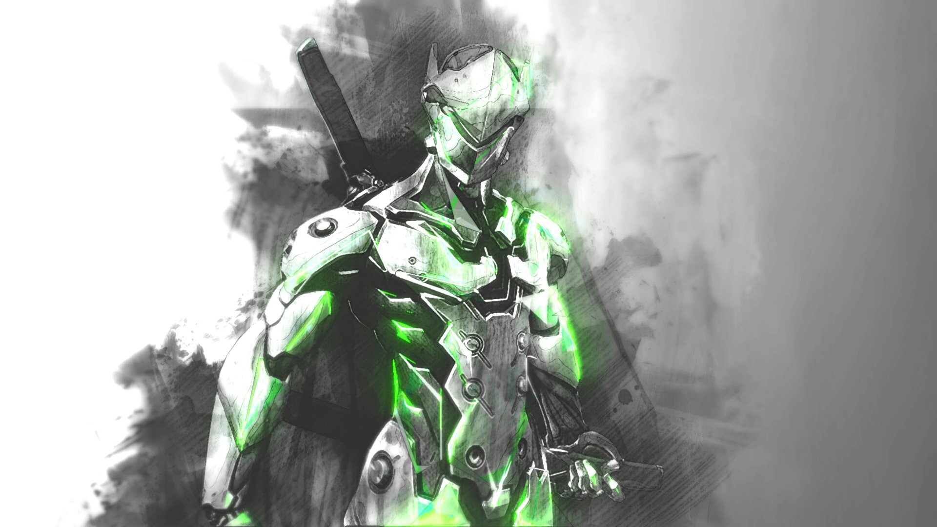 Genji: Swift Strike allows Shimada to engage or move between targets efficiently. 1920x1080 Full HD Background.