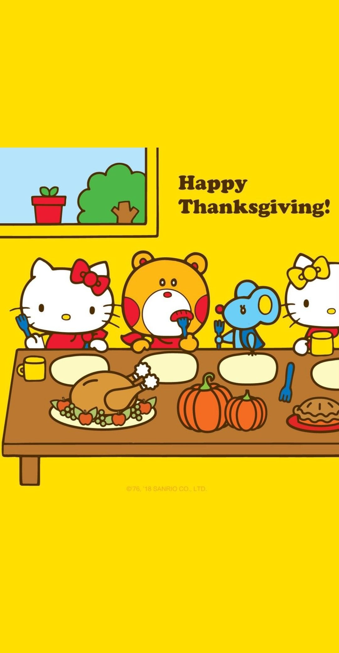 Hello Kitty Thanksgiving, Festive celebration, Hello Kitty fan art, Cute and adorable, 1080x2080 HD Phone