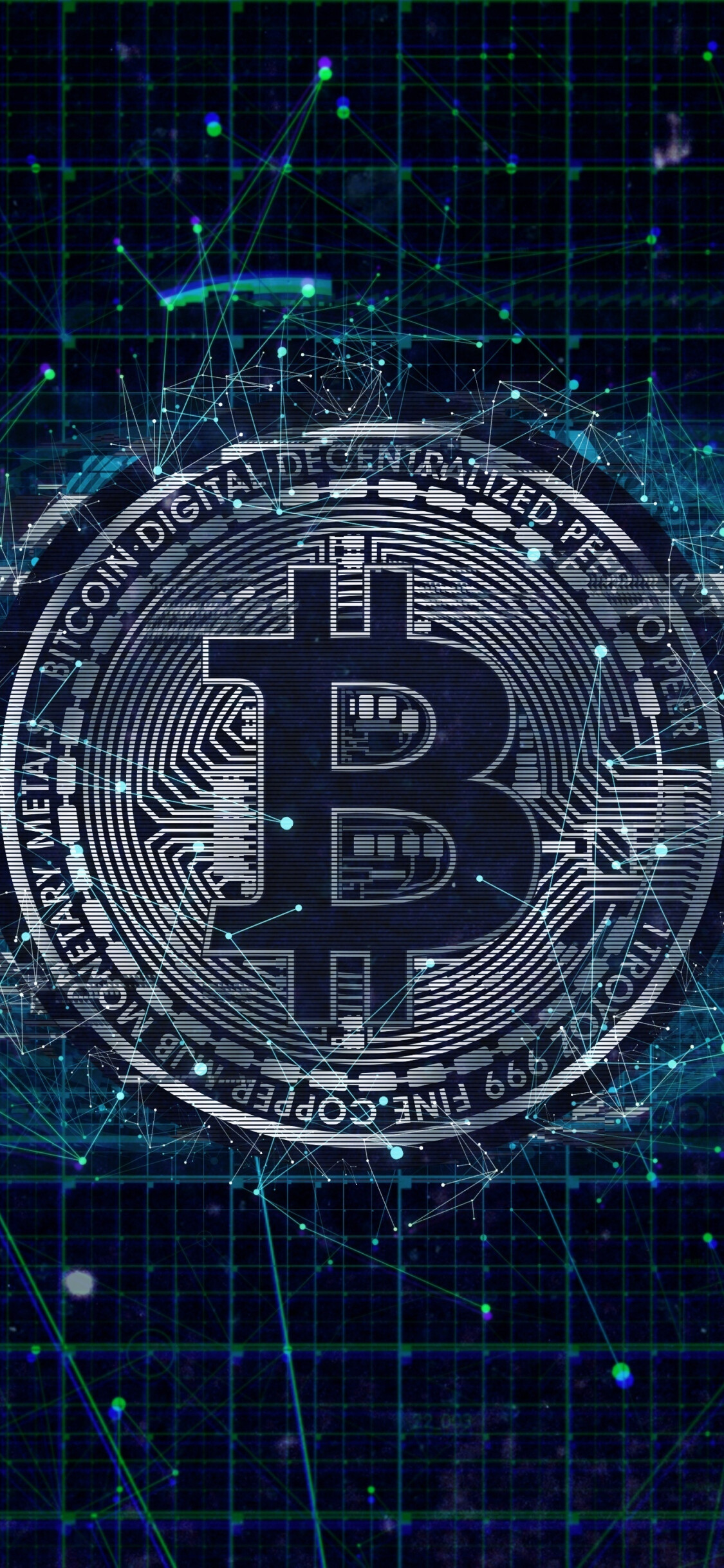 Cryptocurrency: A type of digital currency, BTC. 1130x2440 HD Background.