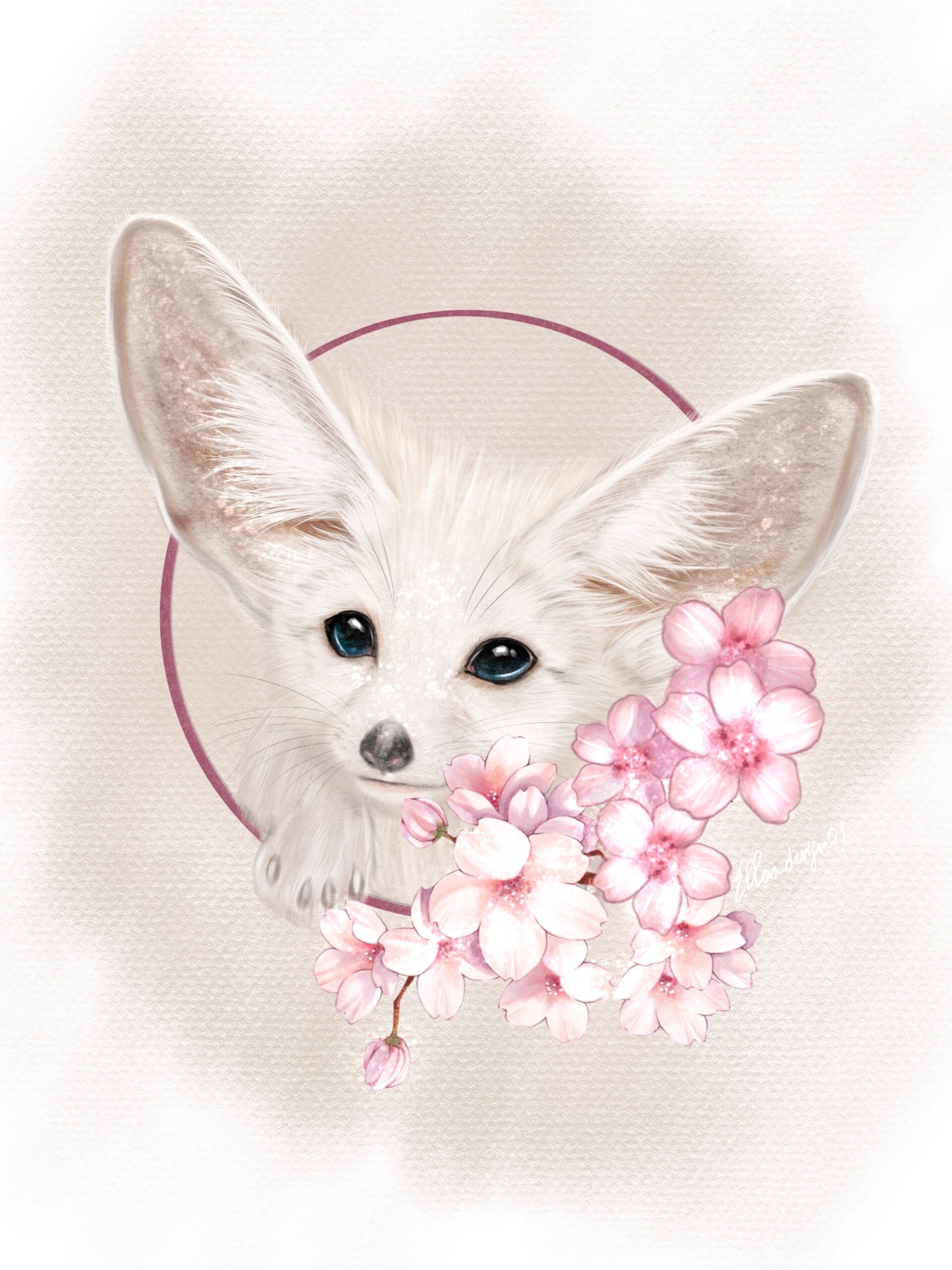 Fennec Fox, Cute artwork, Artstation creation, Adorable fennec, 1920x2570 HD Phone