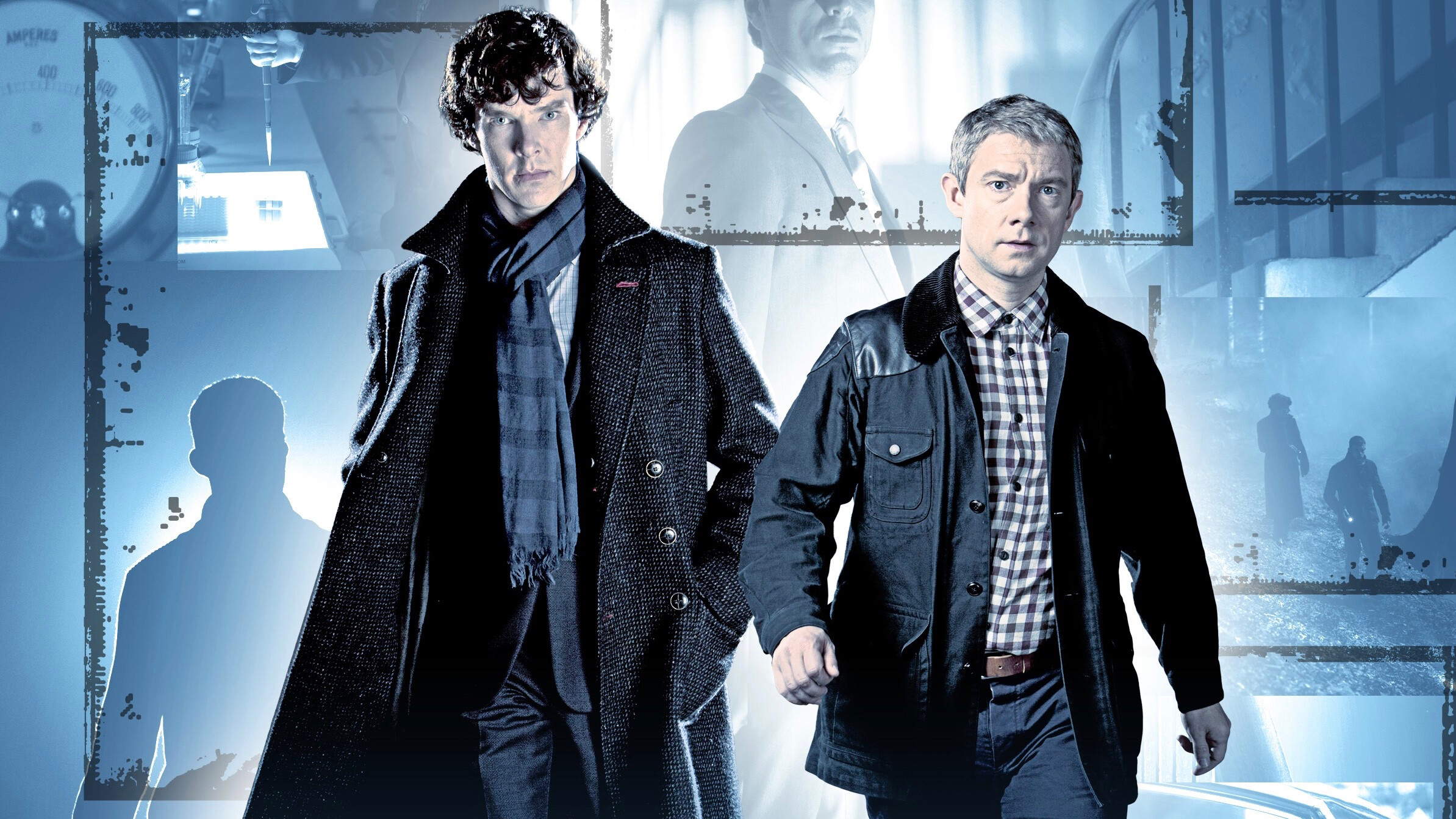 Sherlock (TV Series): Benedict Cumberbatch, Sherlock Holmes, Martin  Freeman, Dr. Watson. 2390x1350 HD Wallpaper.