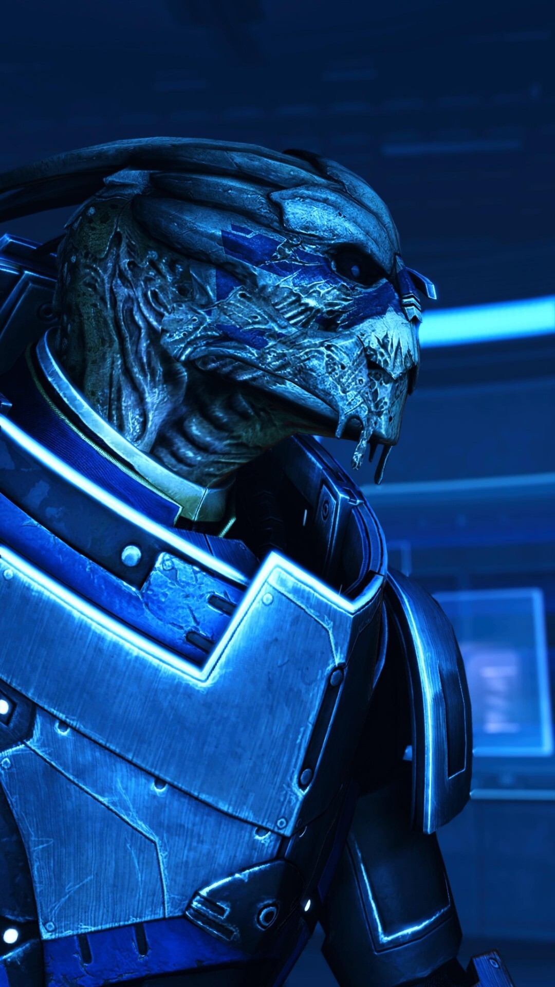 Garrus Vakarian: Mass Effect 3, Flying to Migrating Fleet to help TaliZorah in fighting the indoctrinated Geth. 1080x1920 Full HD Wallpaper.