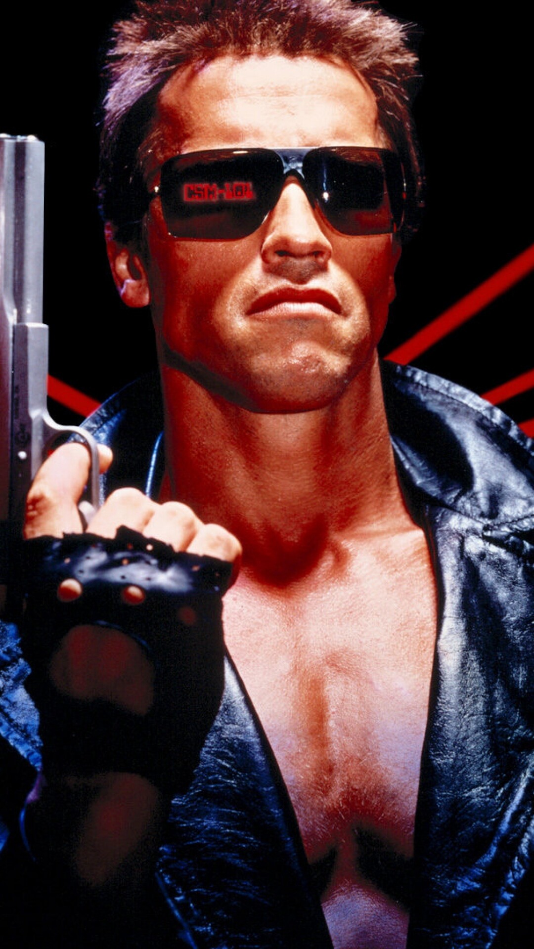 Arnold Schwarzenegger: The Terminator, a 1984 American science fiction action film, A cybernetic android. 1080x1920 Full HD Wallpaper.