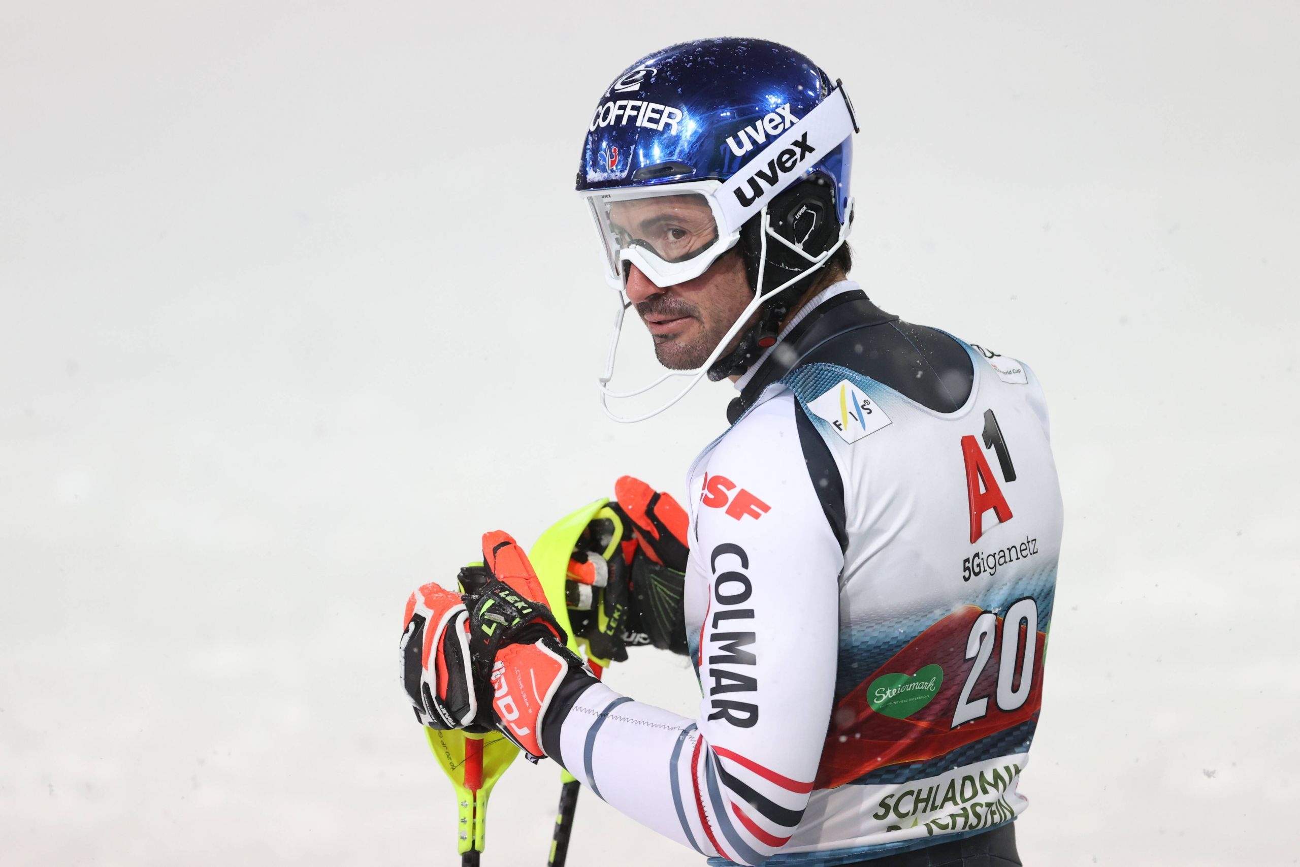 Slalom: Slalom World champion, Jean-Baptiste Grange, Race on skis around obstacles. 2560x1710 HD Background.