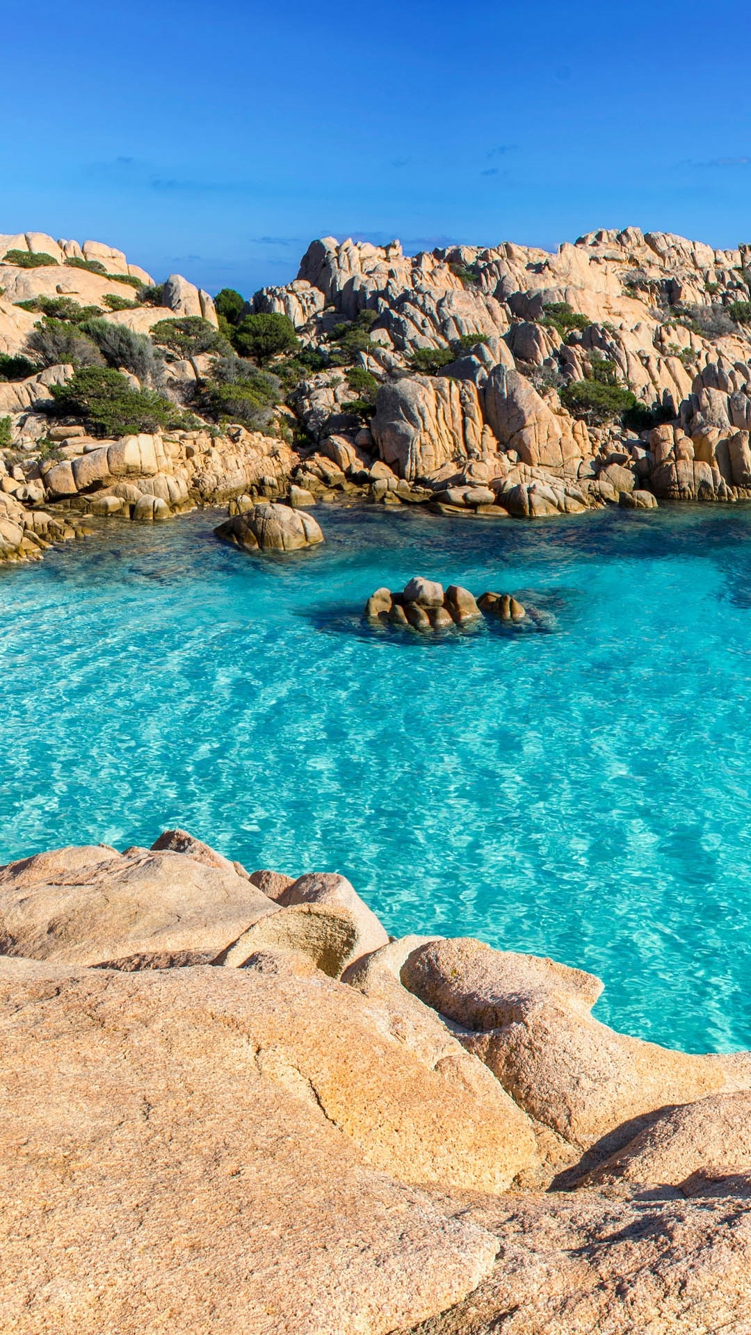 Cala Coticcio view, Caprera Island, Maddalena Archipelago, Windows 10 spotlight images, 1080x1920 Full HD Phone
