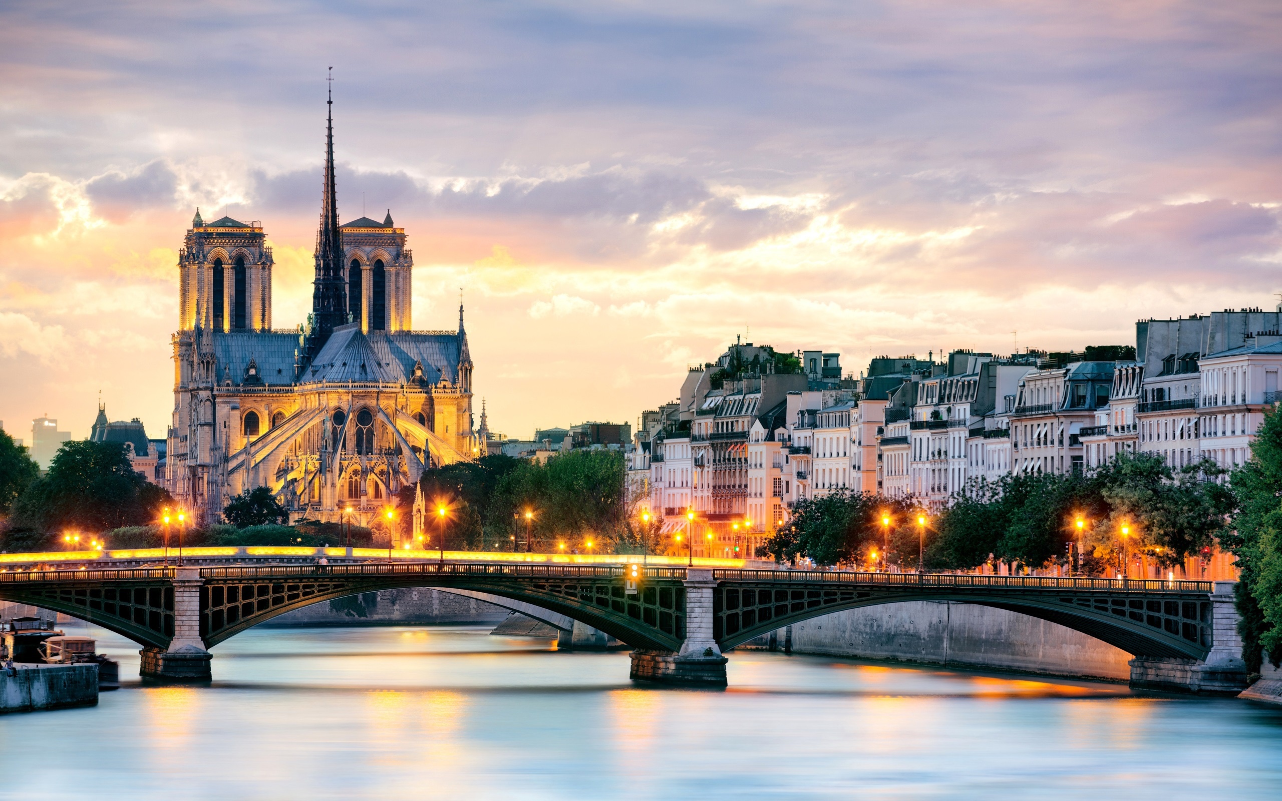 Seine River, Travels, Notre Dame de Paris, Lighting, 2560x1600 HD Desktop
