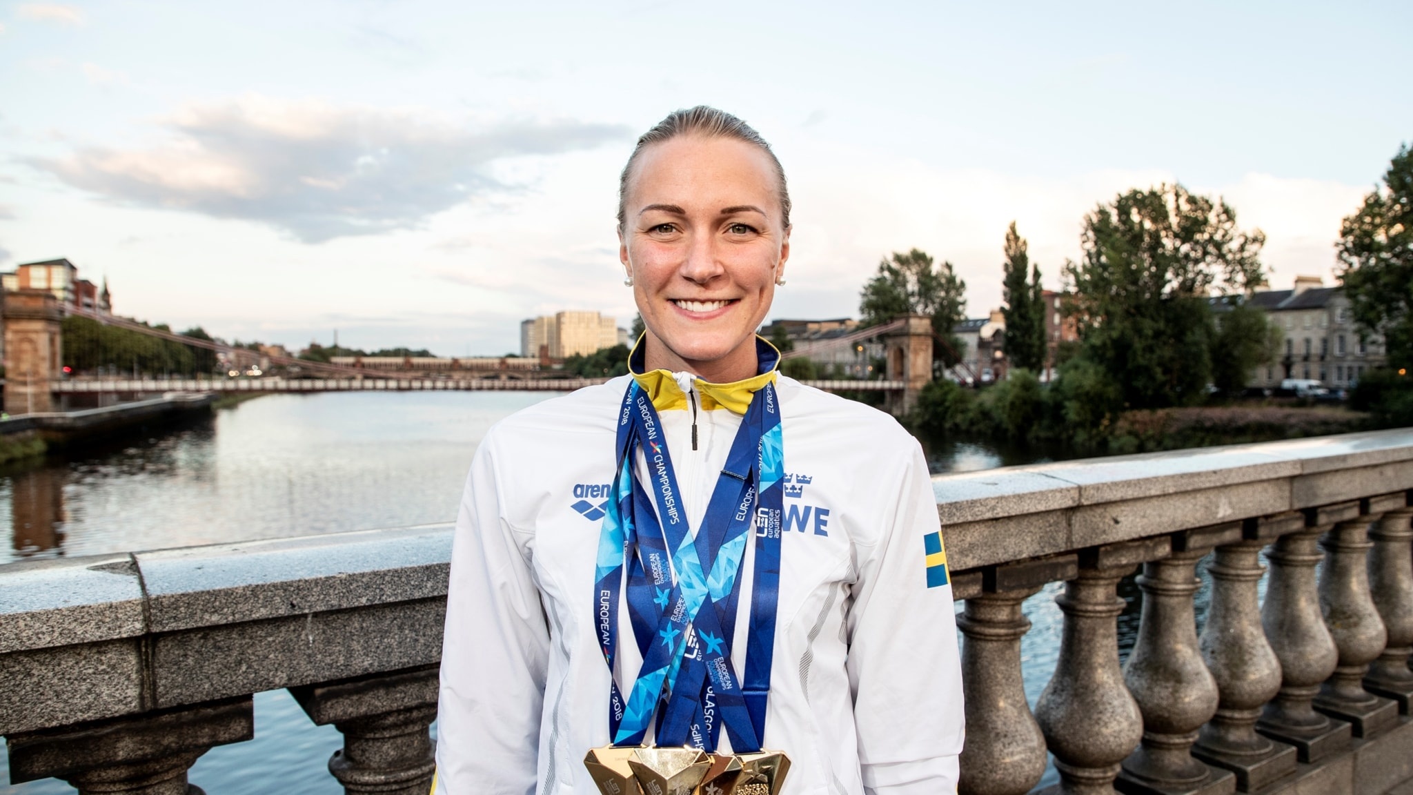 European championships victory, Fourth gold medal, Sarah Sjostrom, Radio interview, 2050x1160 HD Desktop
