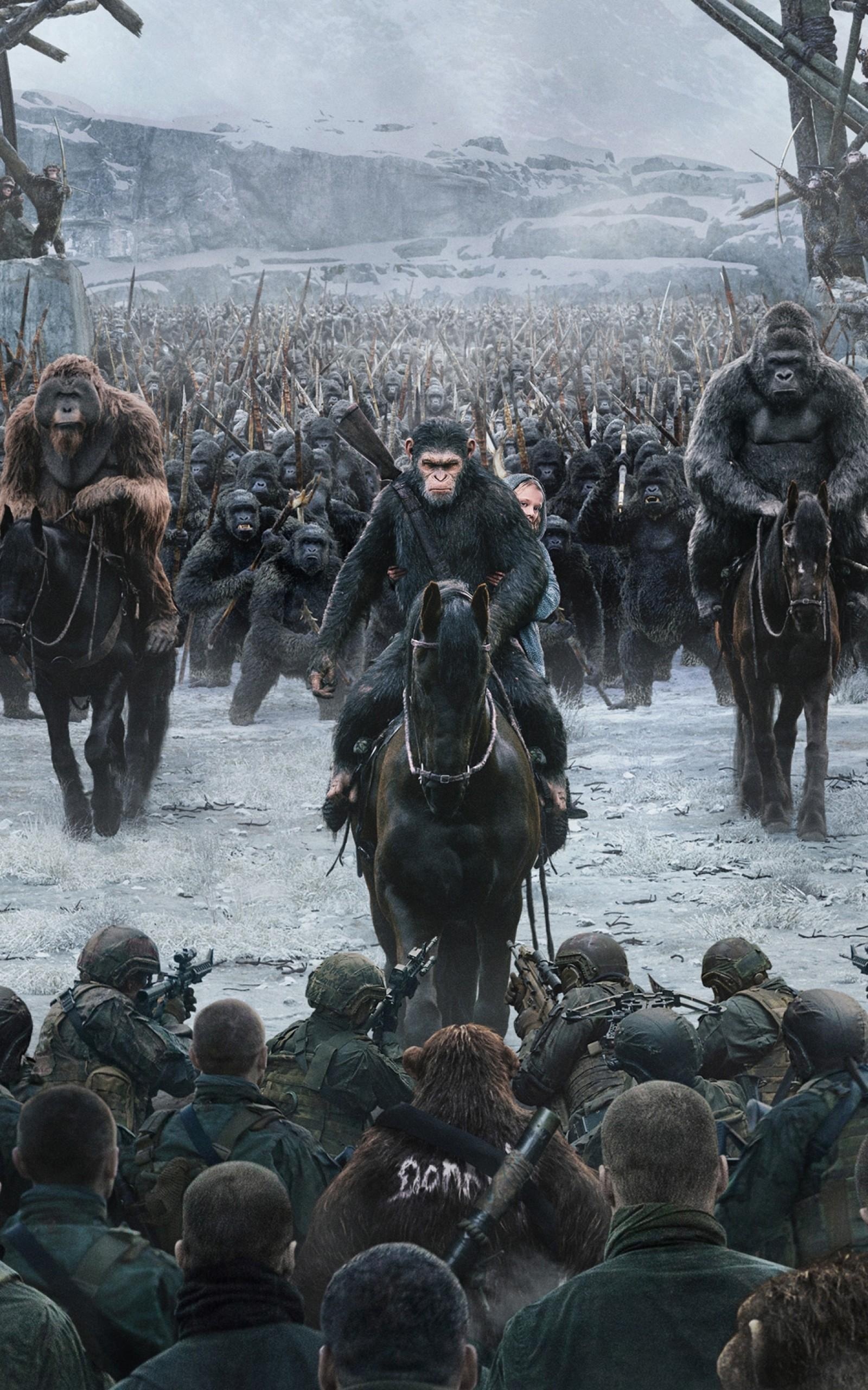 Planet of the Apes, Apes in action, Breathtaking wallpapers, Epic battles, 1600x2560 HD Handy