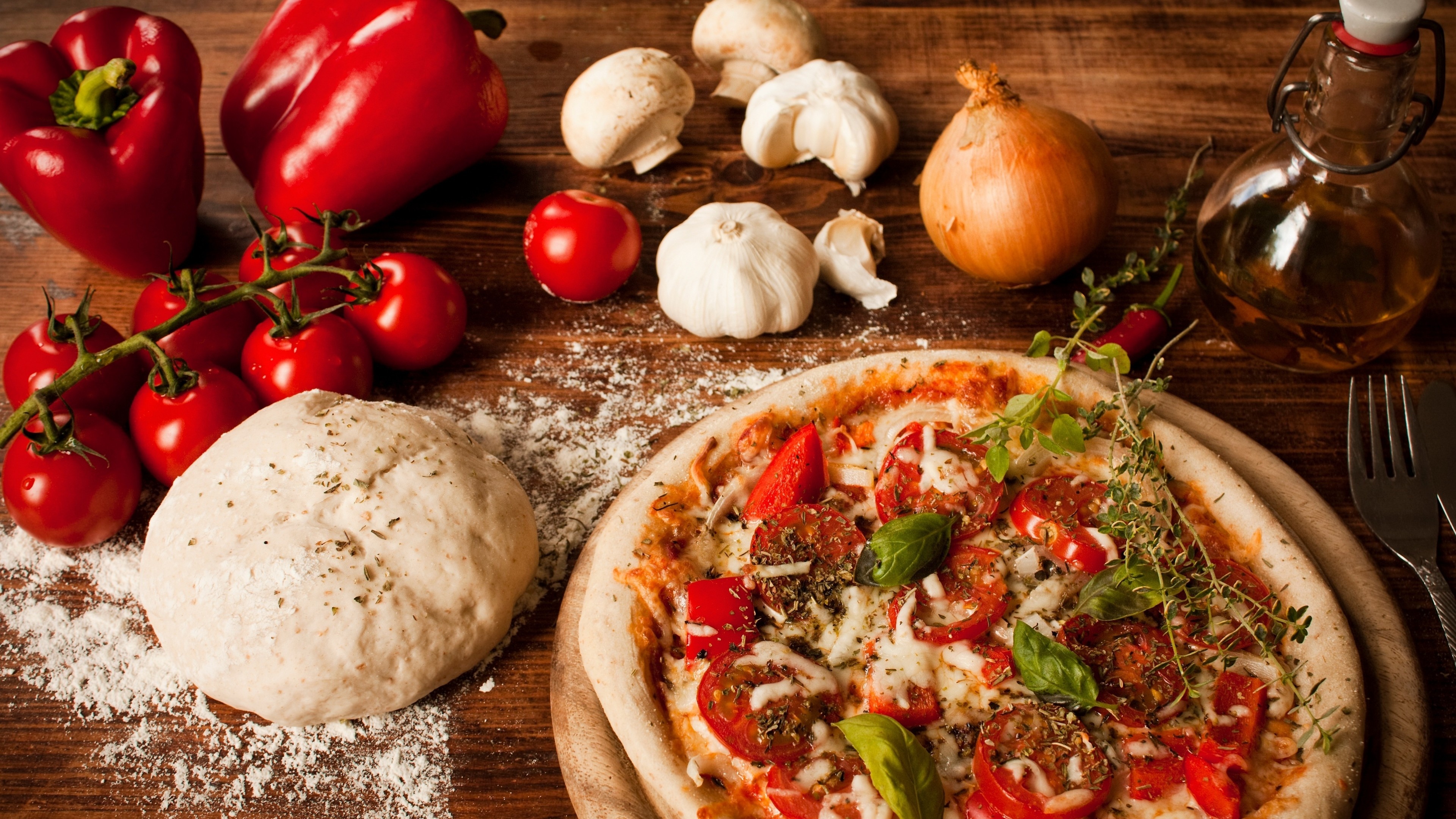 Pizza toppings, Savory flavors, Gourmet dish, Delicious cuisine, 3840x2160 4K Desktop