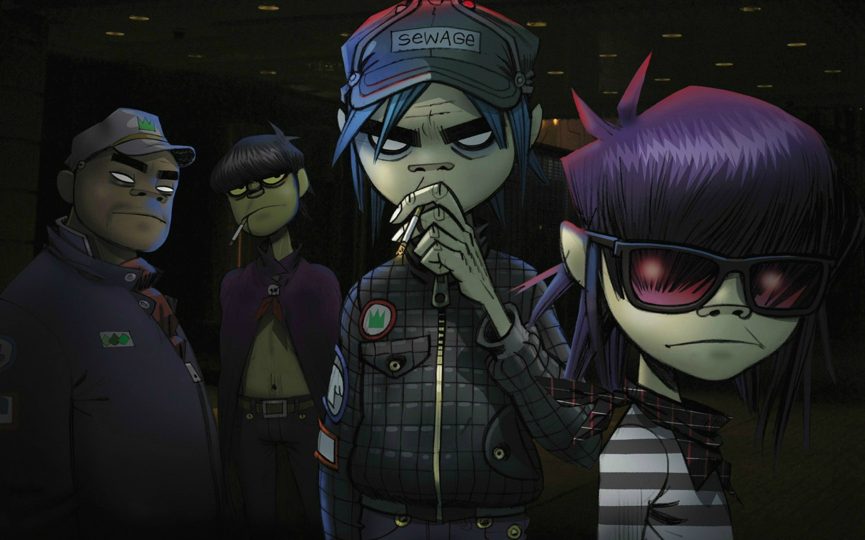 Gorillaz: World's favorite cartoon band, Projecting animated band members on stage via computer graphics. 2880x1800 HD Background.