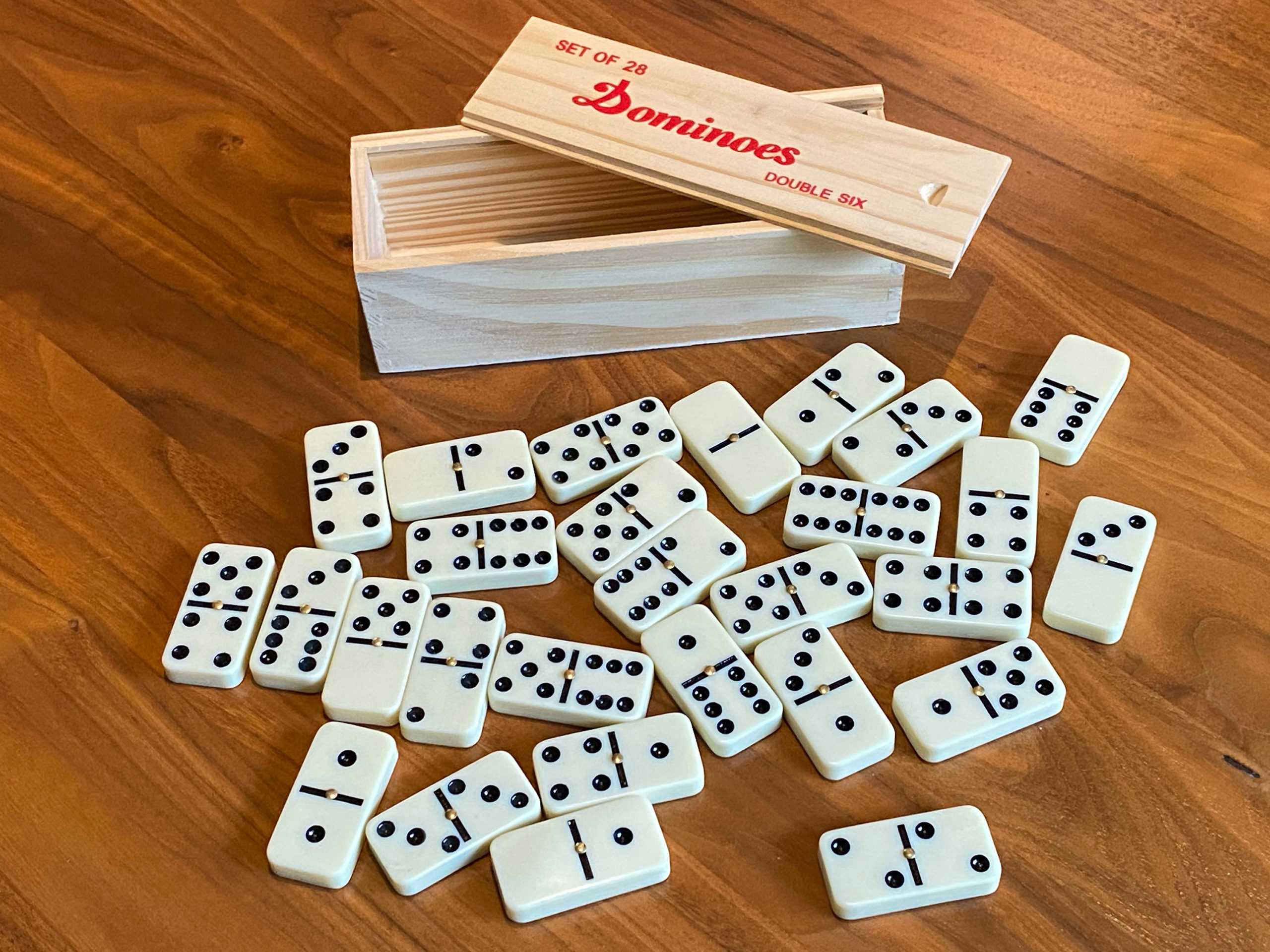Dominoes: Double-six set that consists of 28 bones, The most popular set in the world, Matador, 42 in Texas, Boxed domino set. 2560x1920 HD Background.