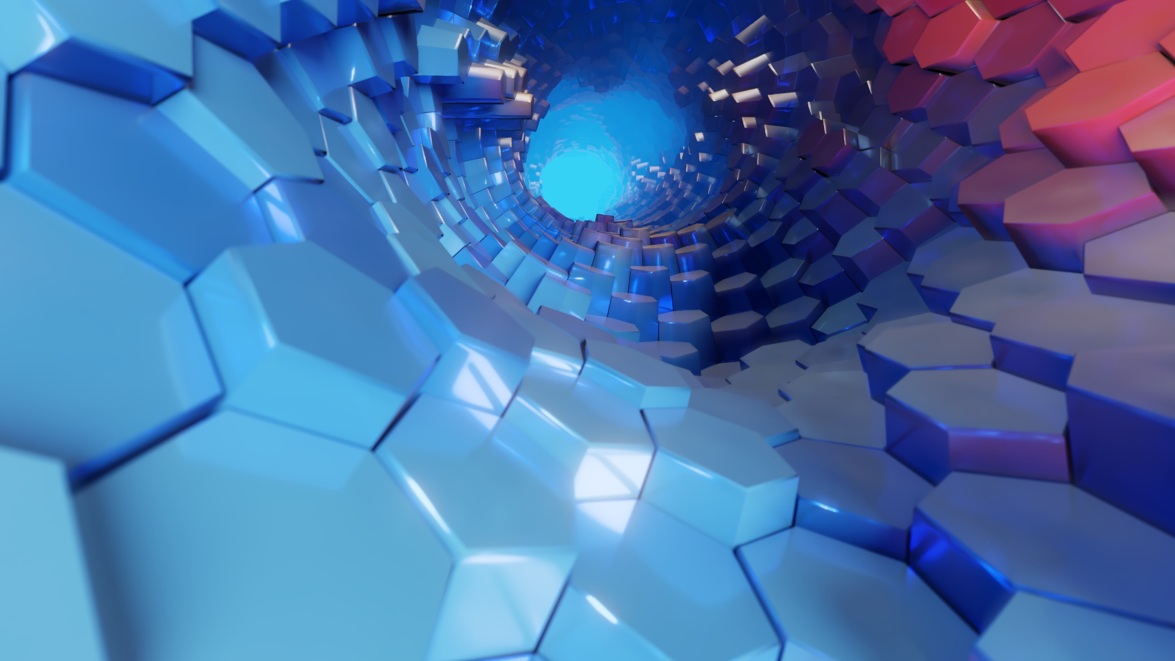 3D blue abstract, Hexagon wallpaper, 4K resolution, Stunning visuals, 3840x2160 4K Desktop