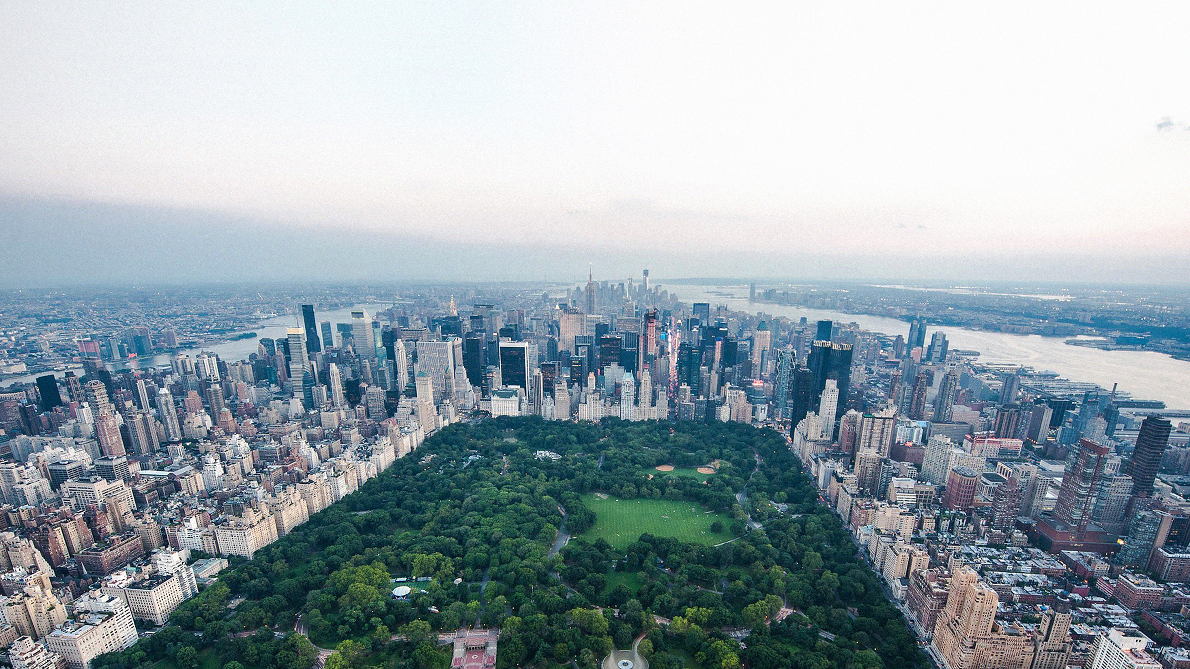 Central Park: One of the most famous parks in the world, Aerial view. 3840x2160 4K Wallpaper.