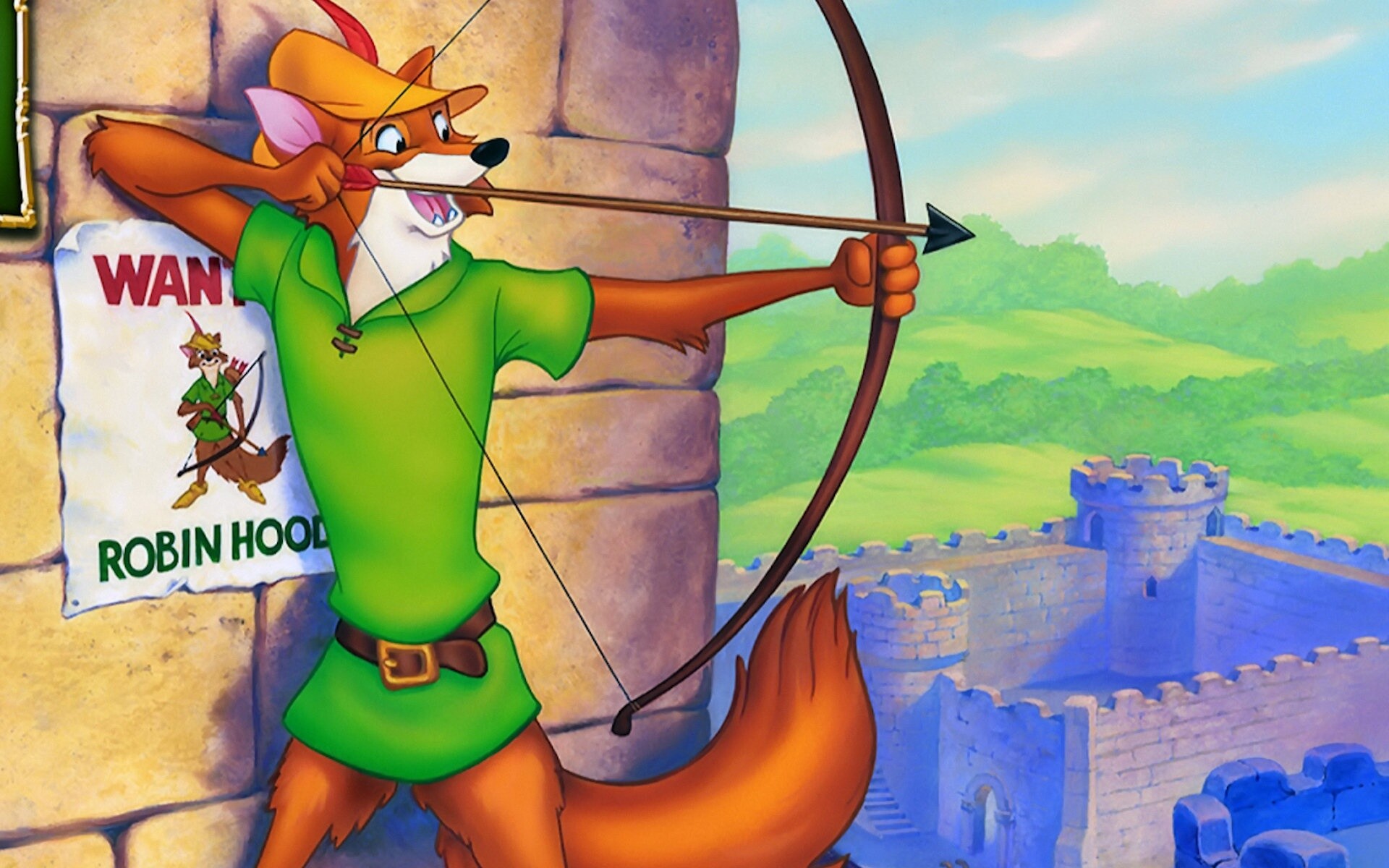 Robin Hood (Cartoon): The 21st Disney animated feature film and the first entirely "post-Walt" animated feature. 1920x1200 HD Wallpaper.