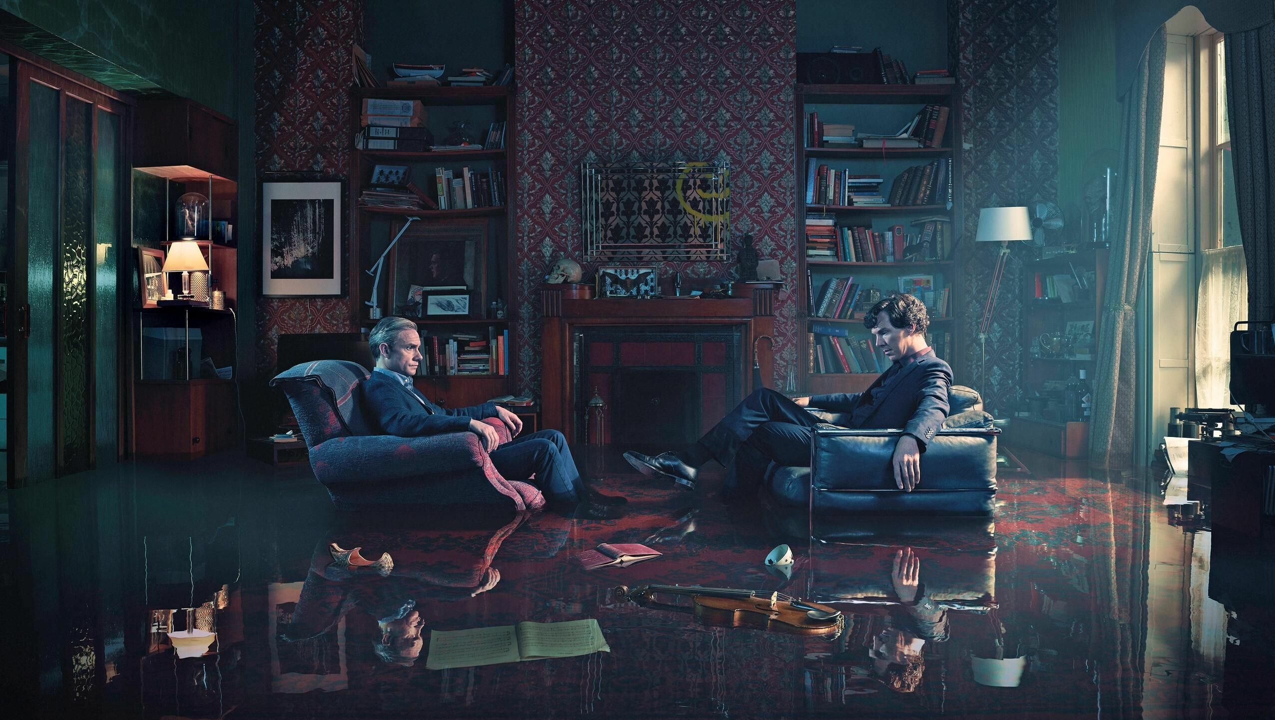 Sherlock (TV Series): The combination of Sherlock's intellect and Watson's pragmatism helps them forge an unbreakable alliance as they solve a series of baffling crimes together. 2560x1450 HD Background.