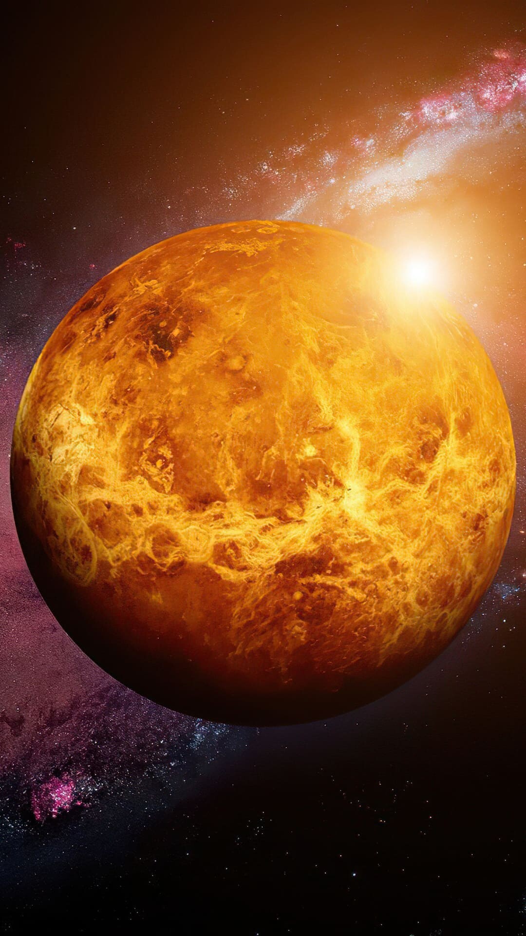 Venus: It takes the planet 225 Earth days to travel completely around the sun. 1080x1920 Full HD Wallpaper.