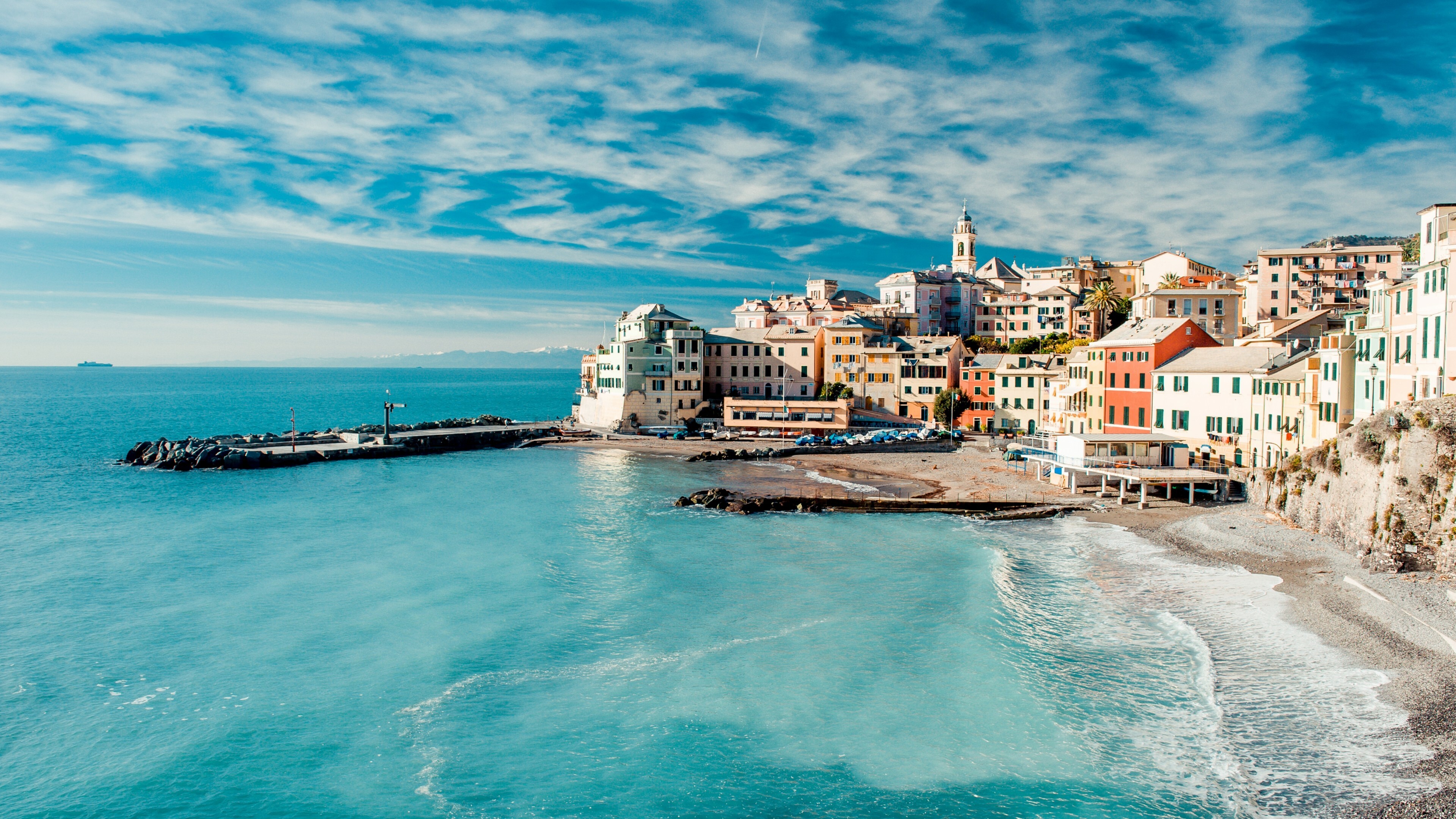 Italy: Coast, Located in the middle of the Mediterranean Sea and delimited by the Alps. 3840x2160 4K Wallpaper.