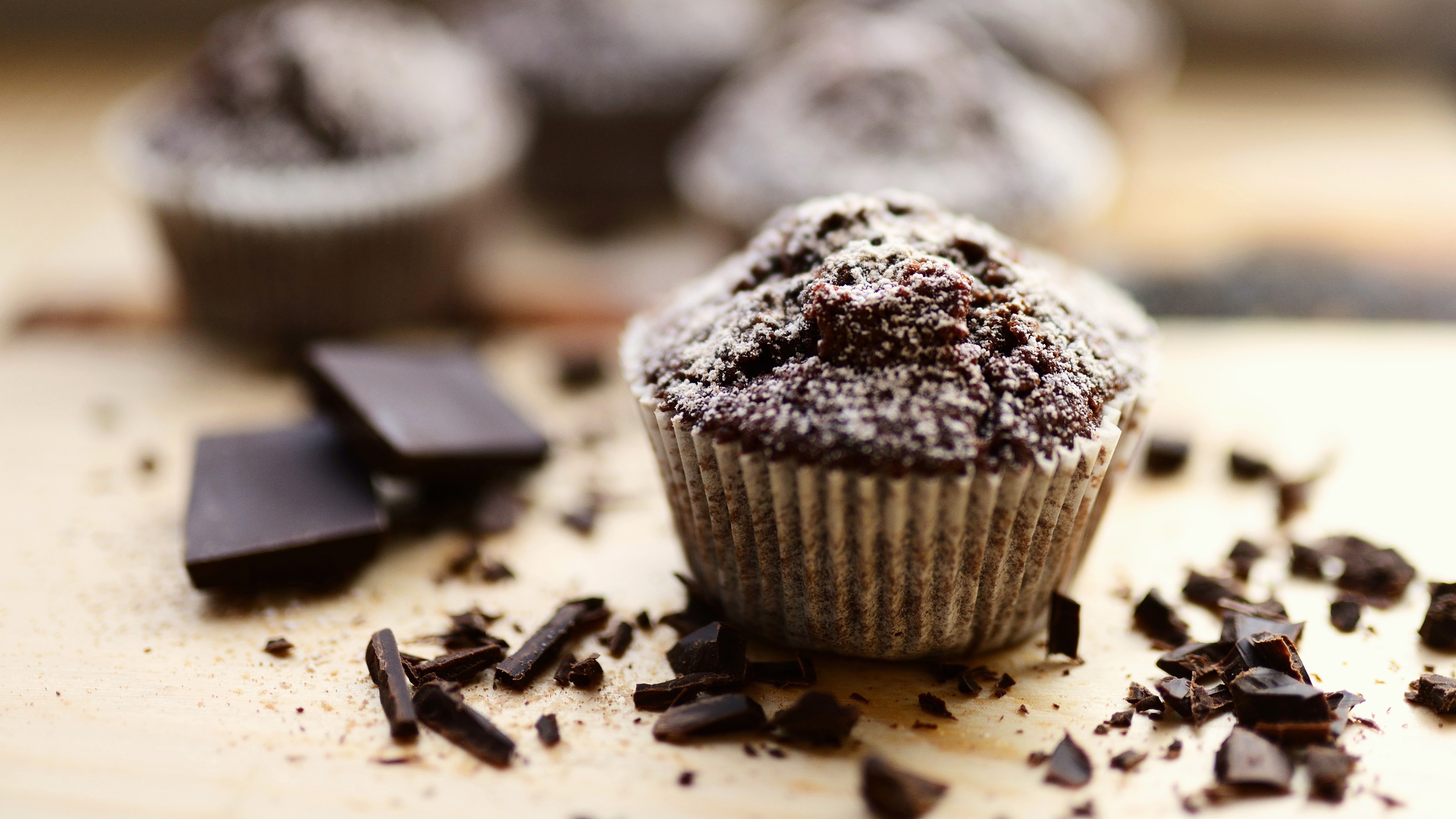 Muffin: Cupcake, An individually portioned baked product. 3840x2160 4K Background.