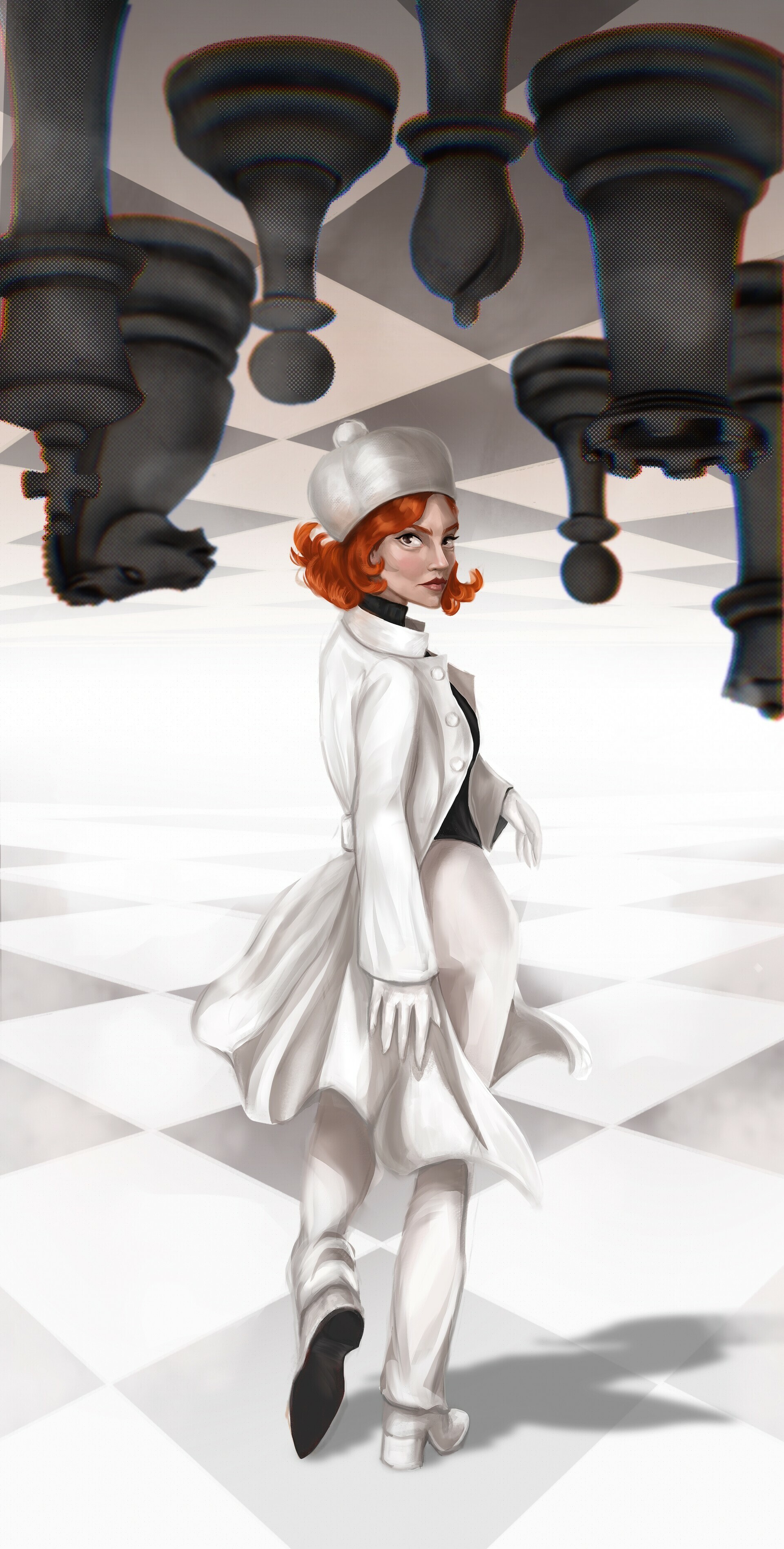 The Queen's Gambit: Art, Prodigious introvert Beth Harmon discovers and masters the game of chess in 1960s USA. 1920x3800 HD Background.