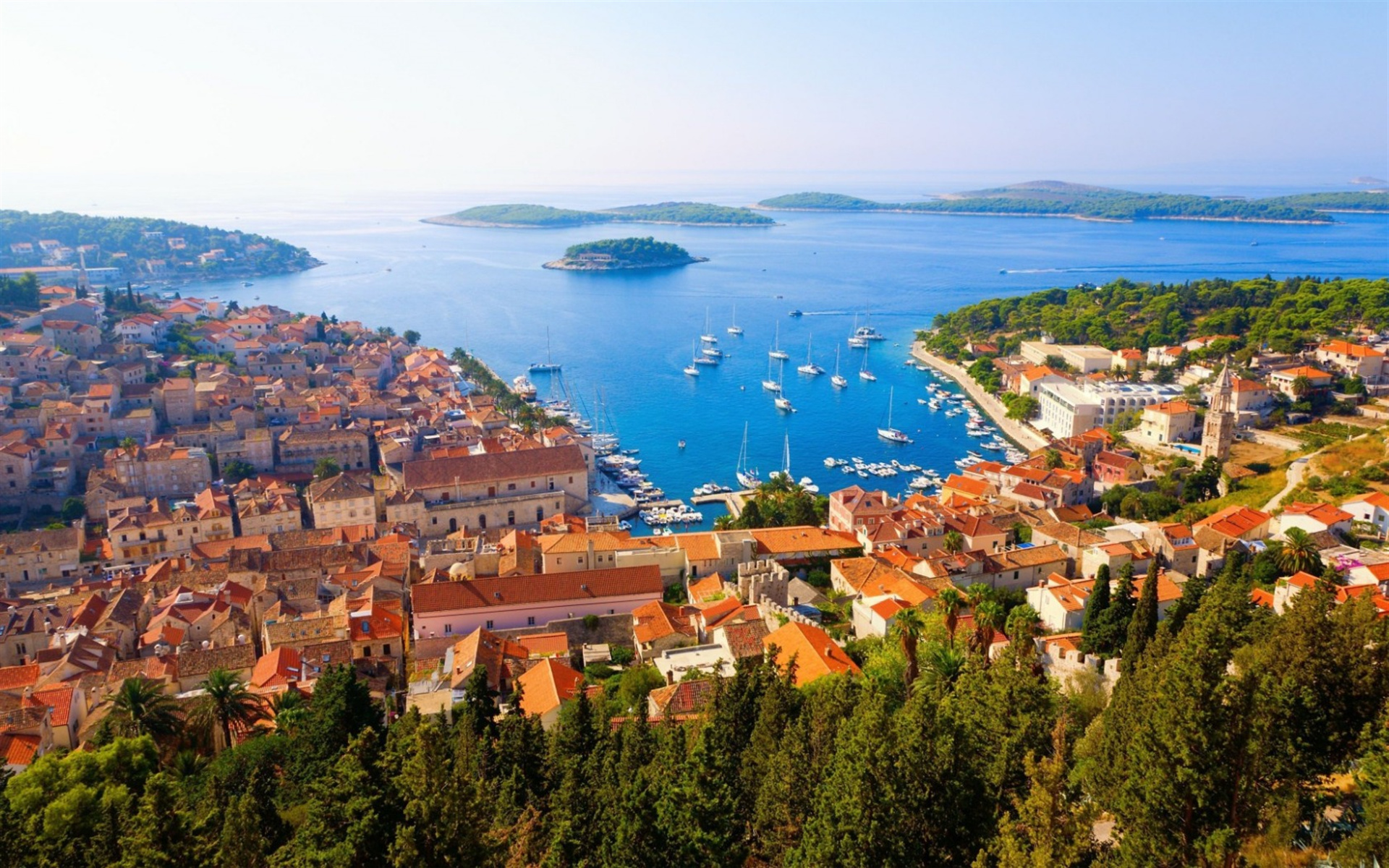 Dalmatian Islands, Hvar resort city, Croatia summer travel, Adriatic, 1920x1200 HD Desktop