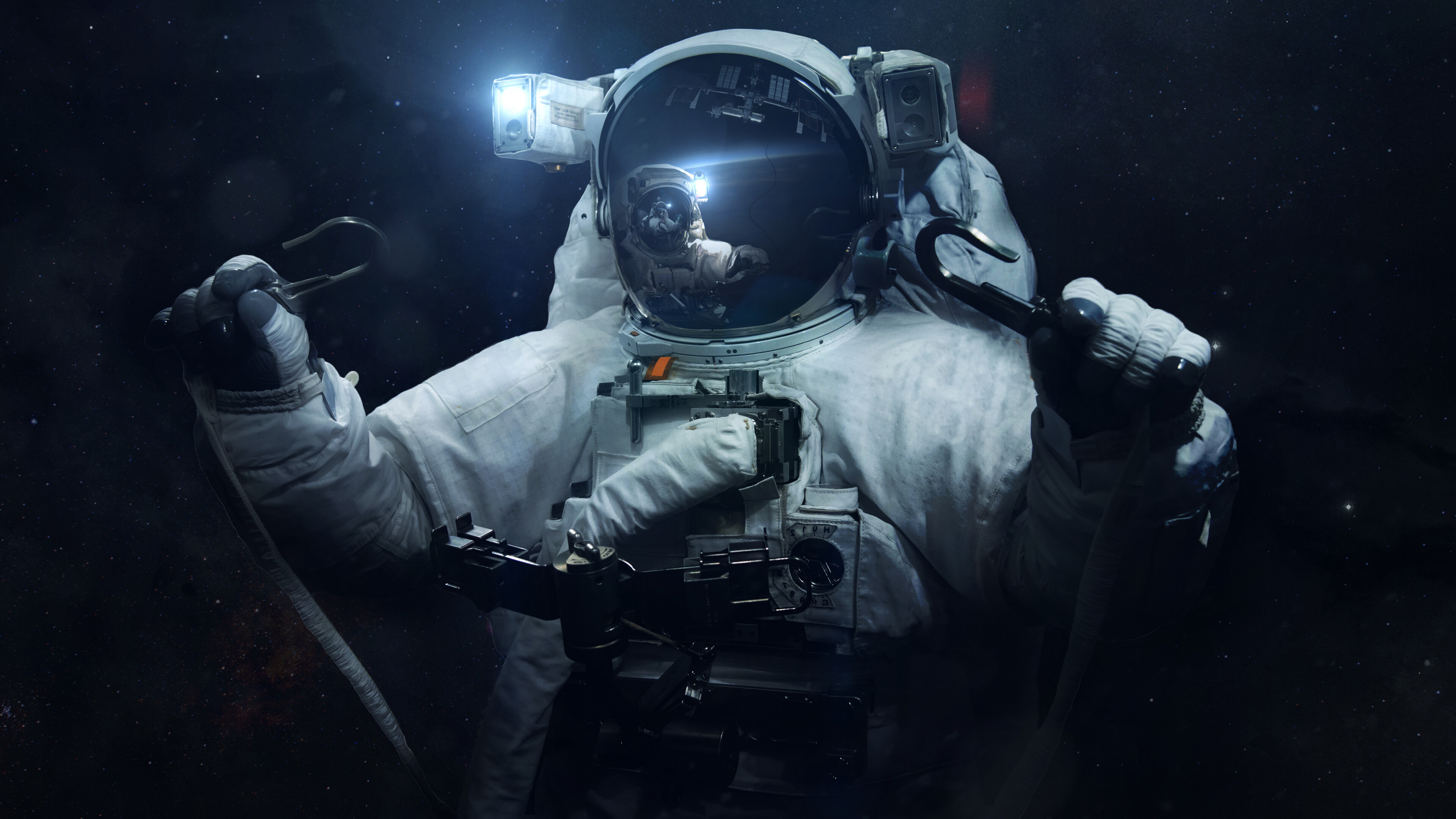 Astronaut: Space, Dark, Human spaceflight, Cosmos, Gravity, Galactic. 3840x2160 4K Wallpaper.