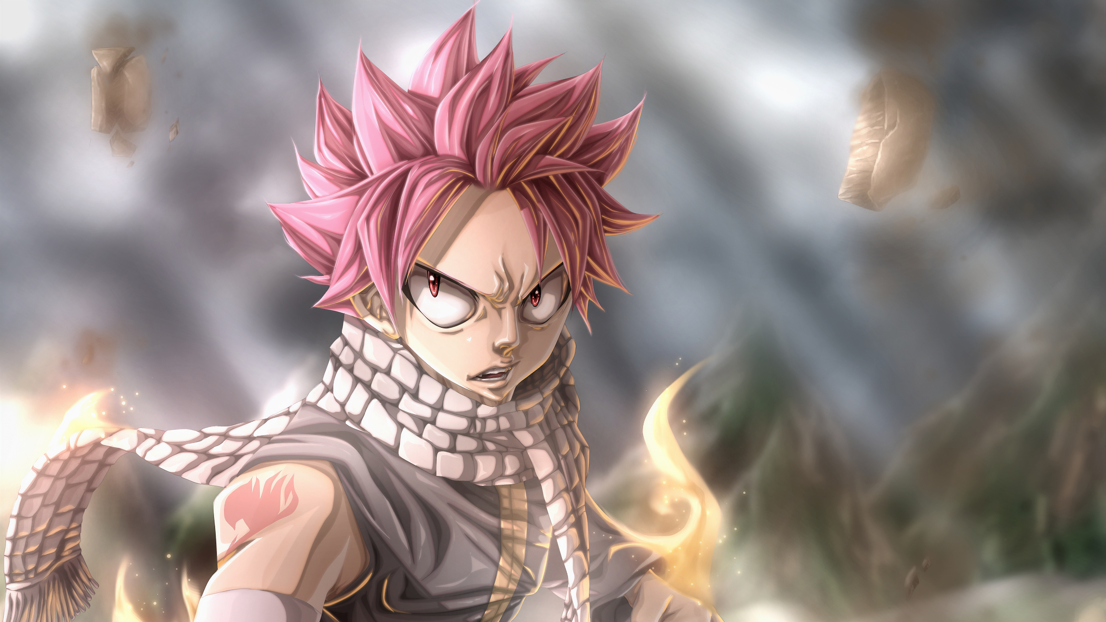 Natsu (Fairy Tail): A Mage of the Guild, Anime. 3840x2160 4K Wallpaper.