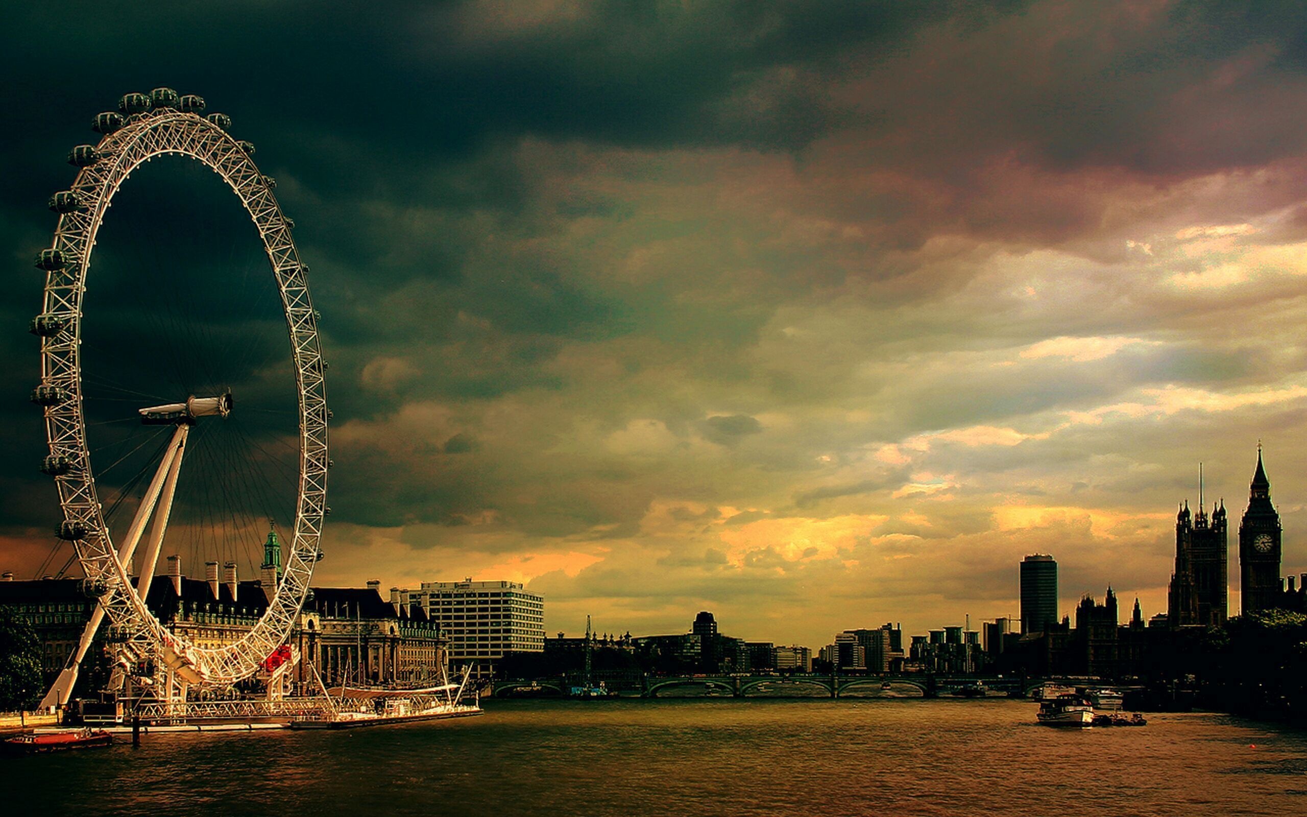 London Eye, Vintage charm, Desktop wallpaper, London pictures, 2560x1600 HD Desktop