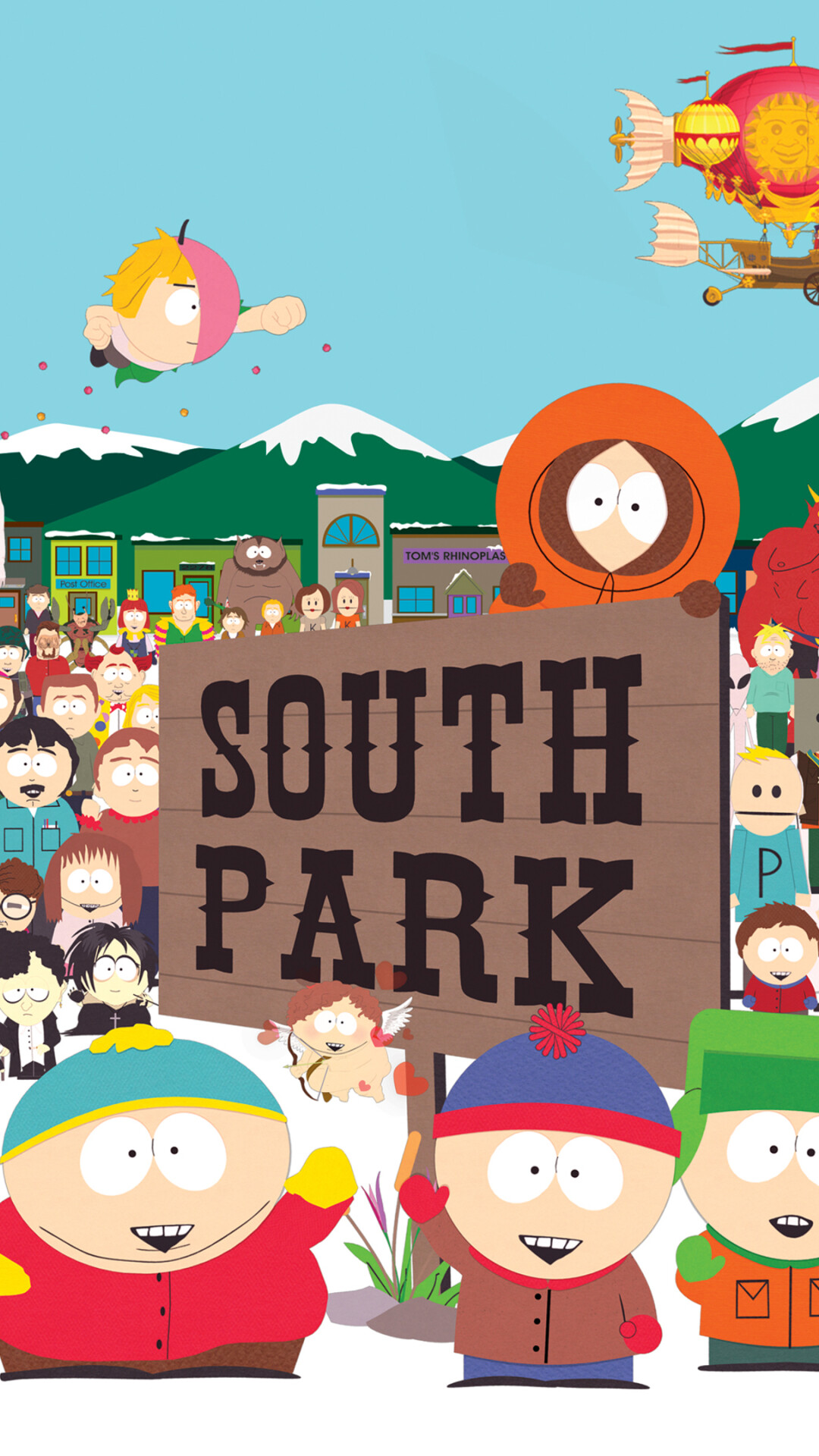 South Park: An adult animated American sitcom, Stan, Kyle, Eric, Kenny. 1080x1920 Full HD Wallpaper.