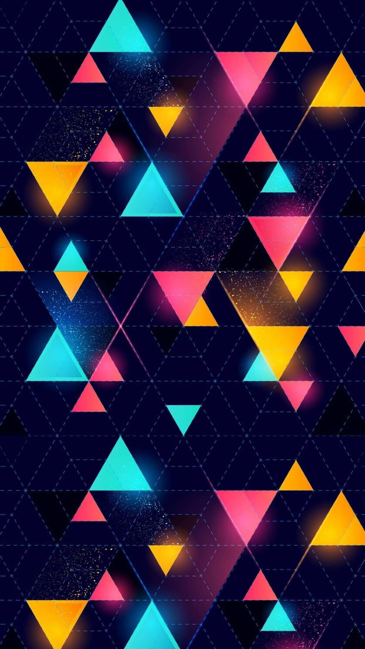 Geometric Abstract: Multicolored triangles, Supplementary angles, Stripes. 1250x2210 HD Wallpaper.