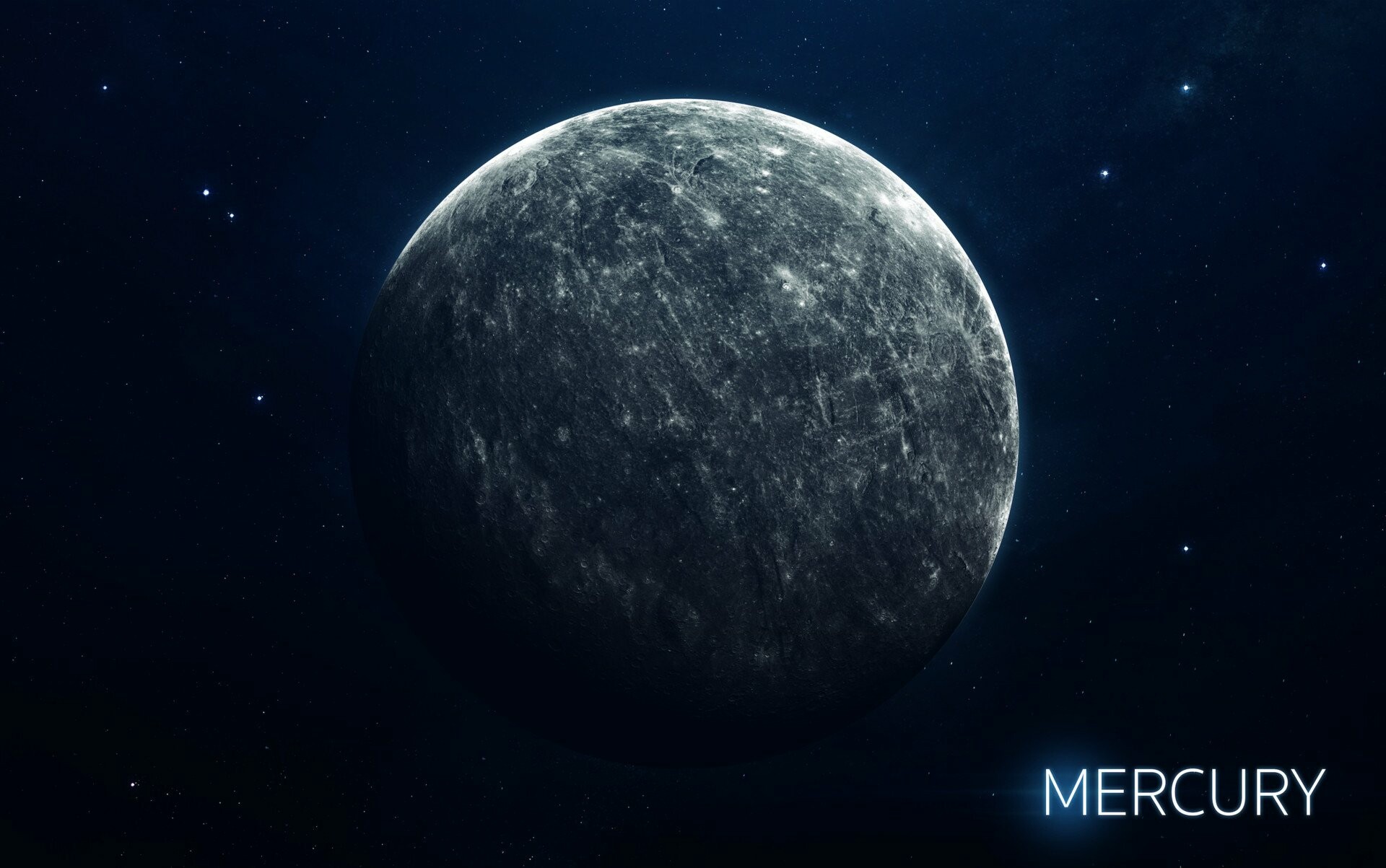 Mercury: The planet has a weak magnetic field whose strength is about 1% of the magnetic field on Earth. 1920x1210 HD Background.