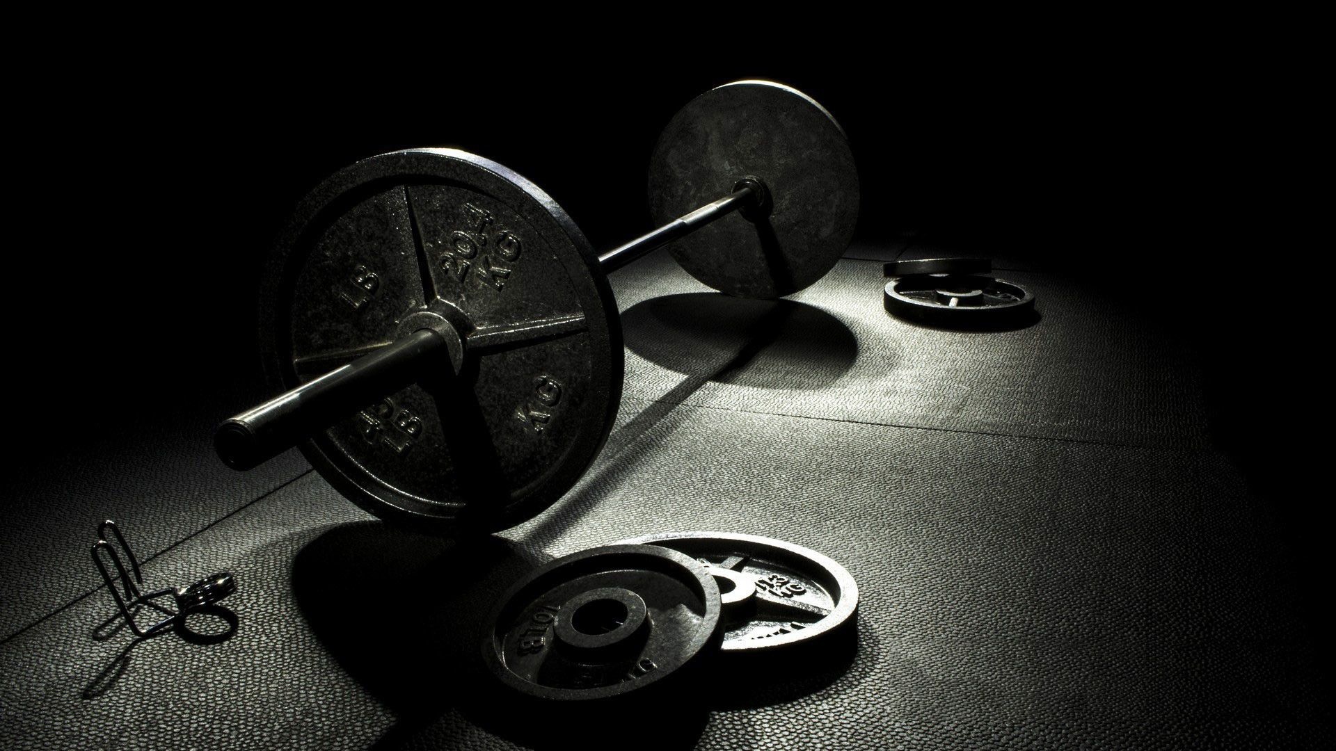 Weightlifting: Black and white, Barbell and weight plates, The heaviest weights lifted. 1920x1080 Full HD Wallpaper.