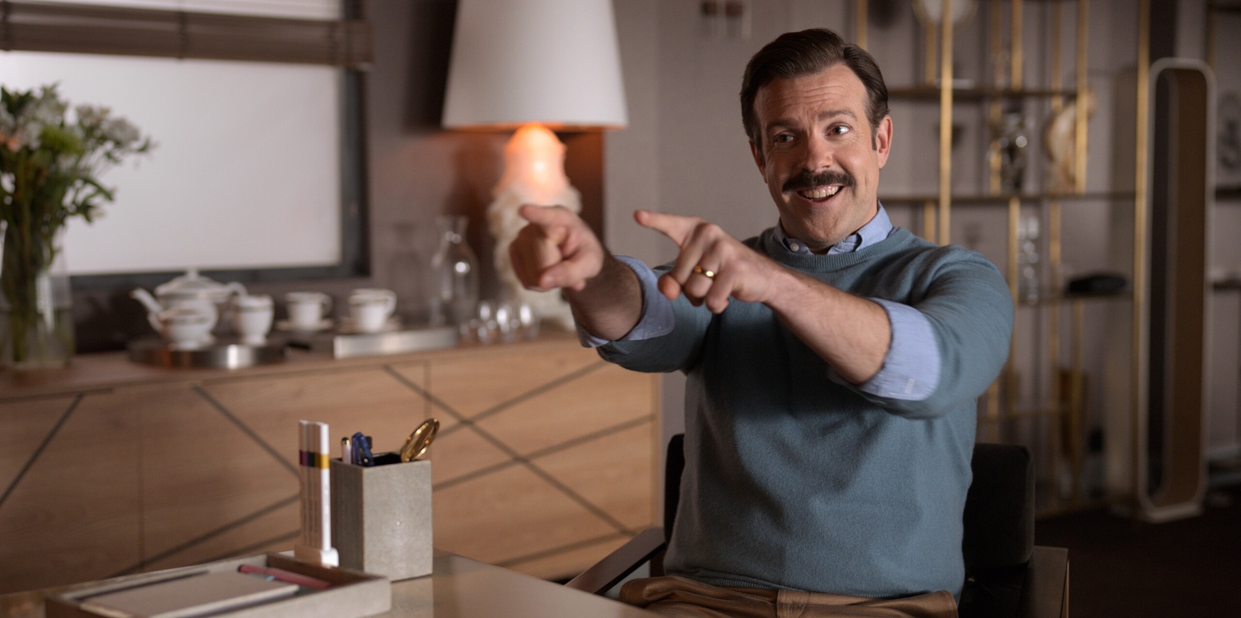 Ted Lasso magic, Unconventional coach, Hilarious moments, Refreshing comedy, 2560x1280 Dual Screen Desktop