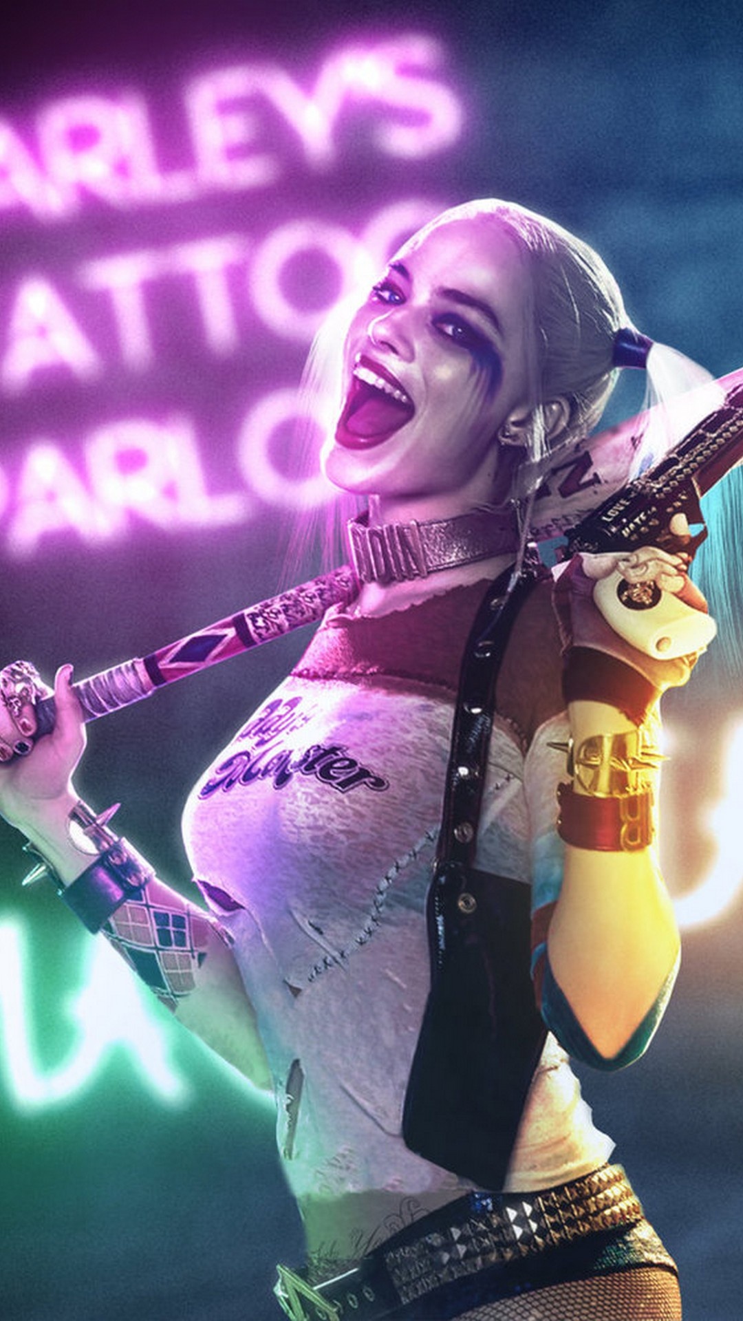 Captivating Harley Quinn, Fiery personality, Unpredictable villain, Iconic movie character, 1080x1920 Full HD Handy