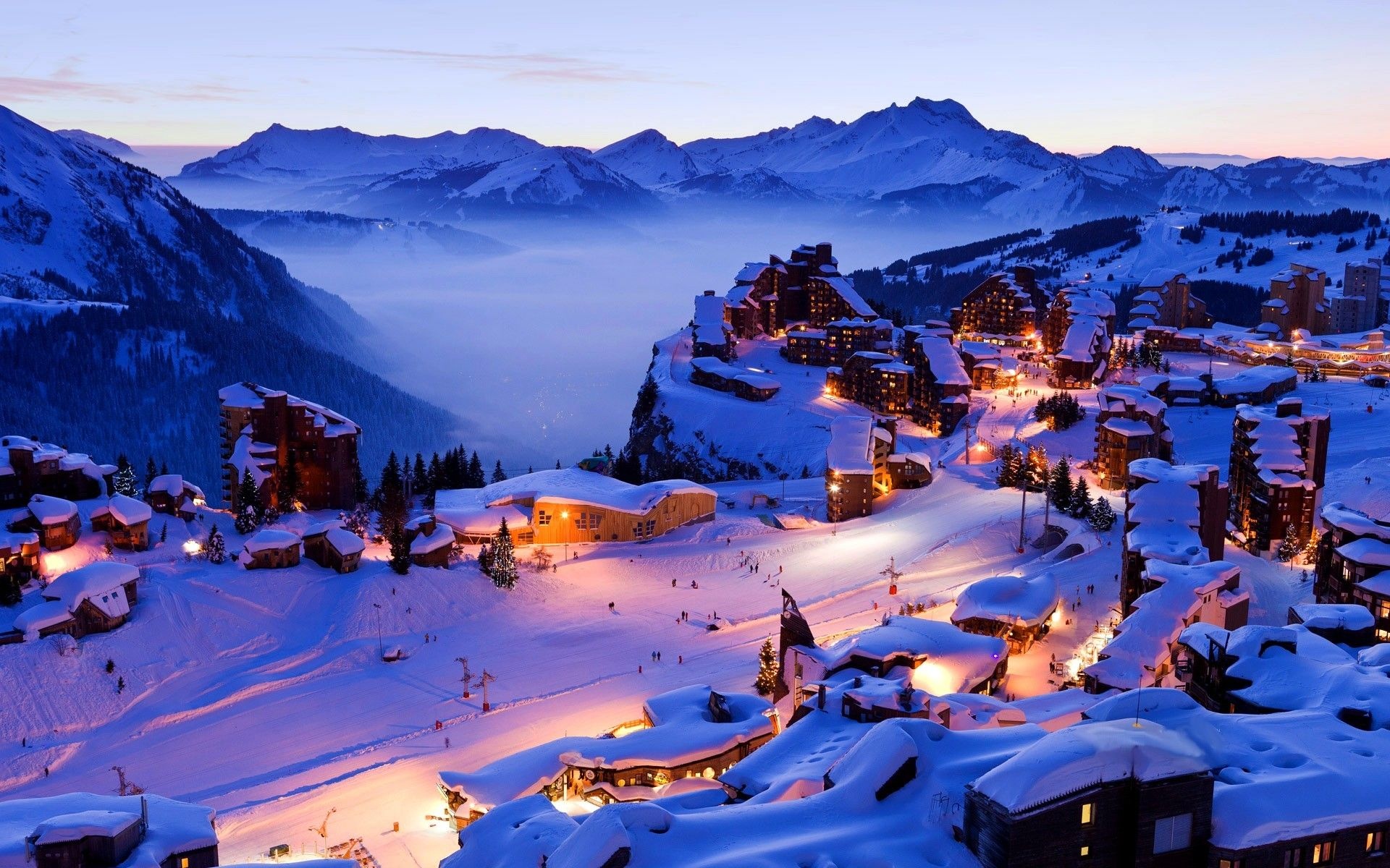 Winter village, Snow-covered cottages, Festive spirit, Cozy atmosphere, 1920x1200 HD Desktop