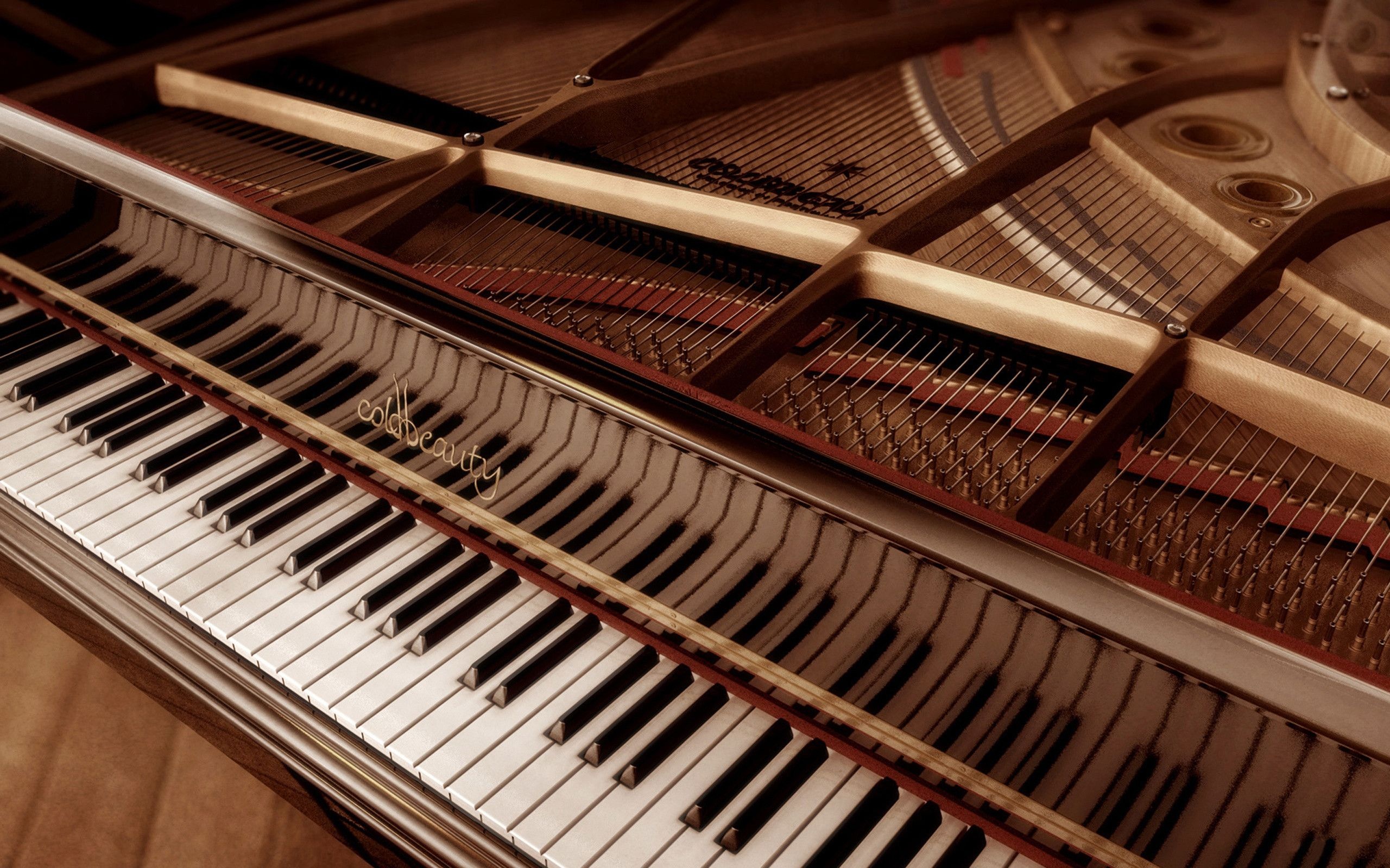 Grand Piano: Yamaha, Coldbeauty, A very large stringed keyboard music instrument used for concerts. 2560x1600 HD Wallpaper.