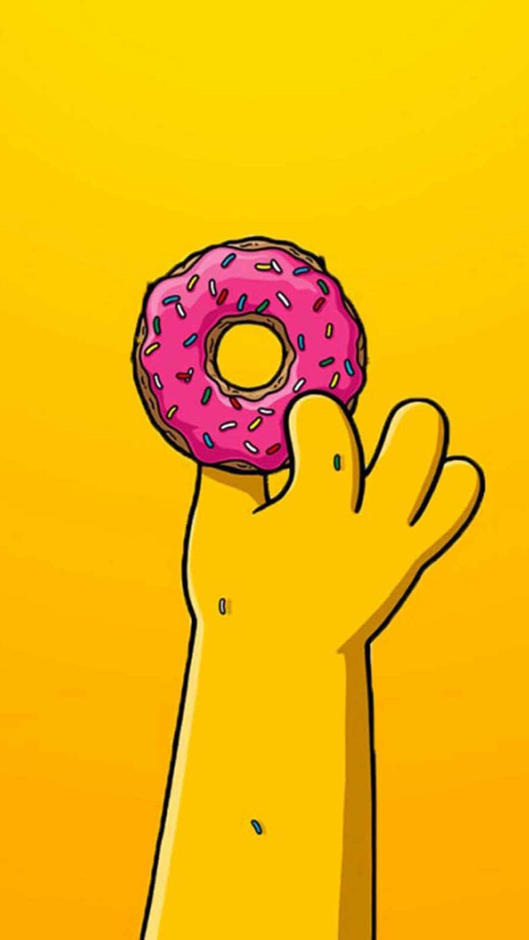 The Simpsons: Homer and donut, IGN's number one 90s cartoon character. 1080x1920 Full HD Wallpaper.