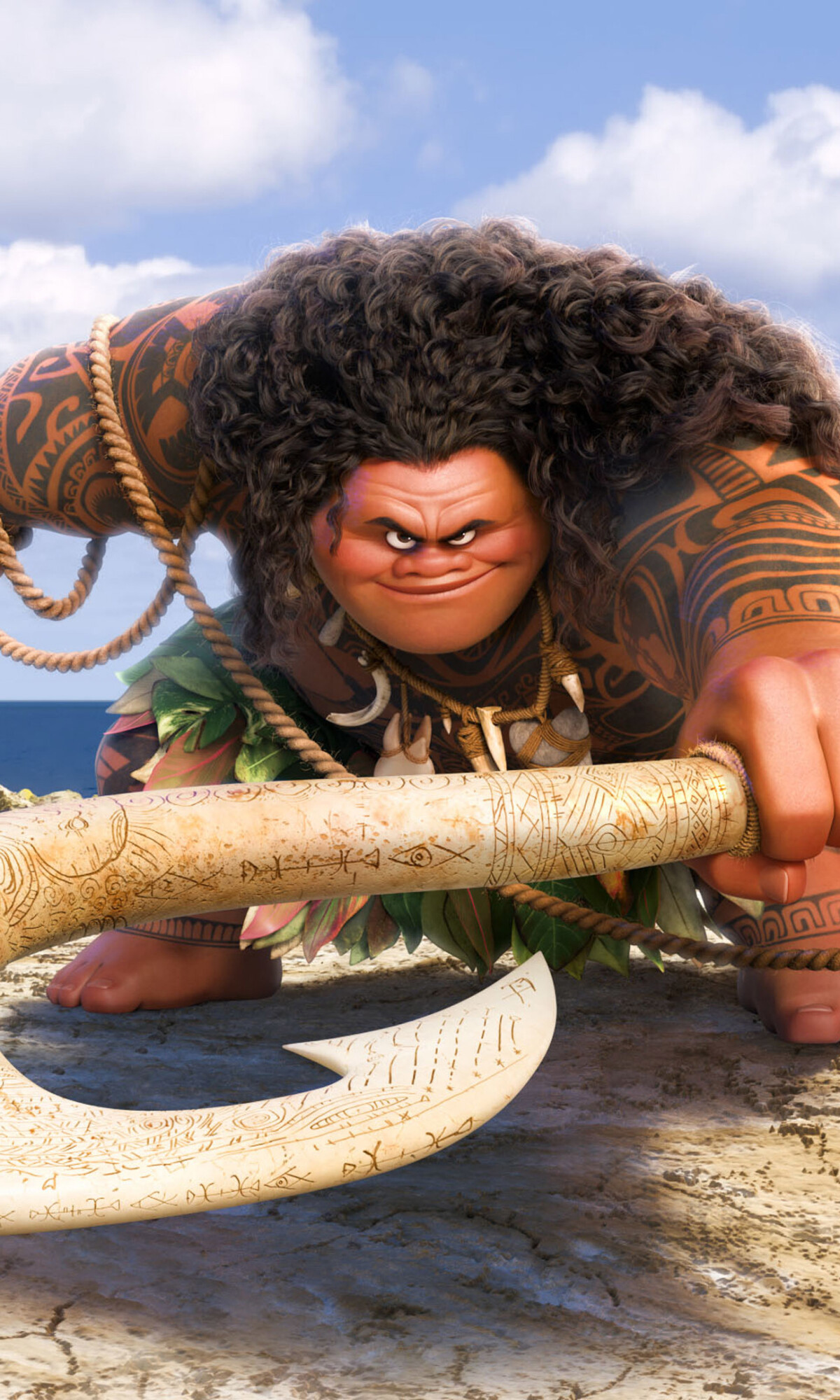 Moana: Maui, The Polynesian demigod, Voiced by Dwayne “The Rock” Johnson. 1200x2000 HD Wallpaper.