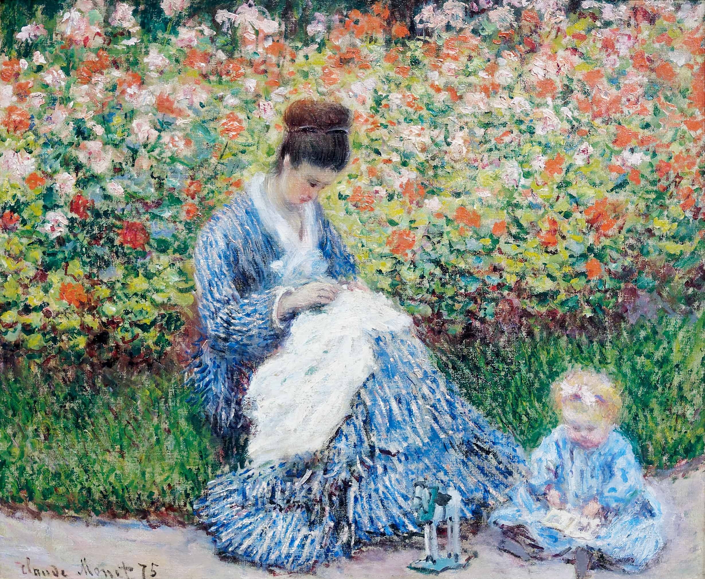 Camille Monet and a Child, Impressionist Wallpaper, 2460x2020 HD Desktop