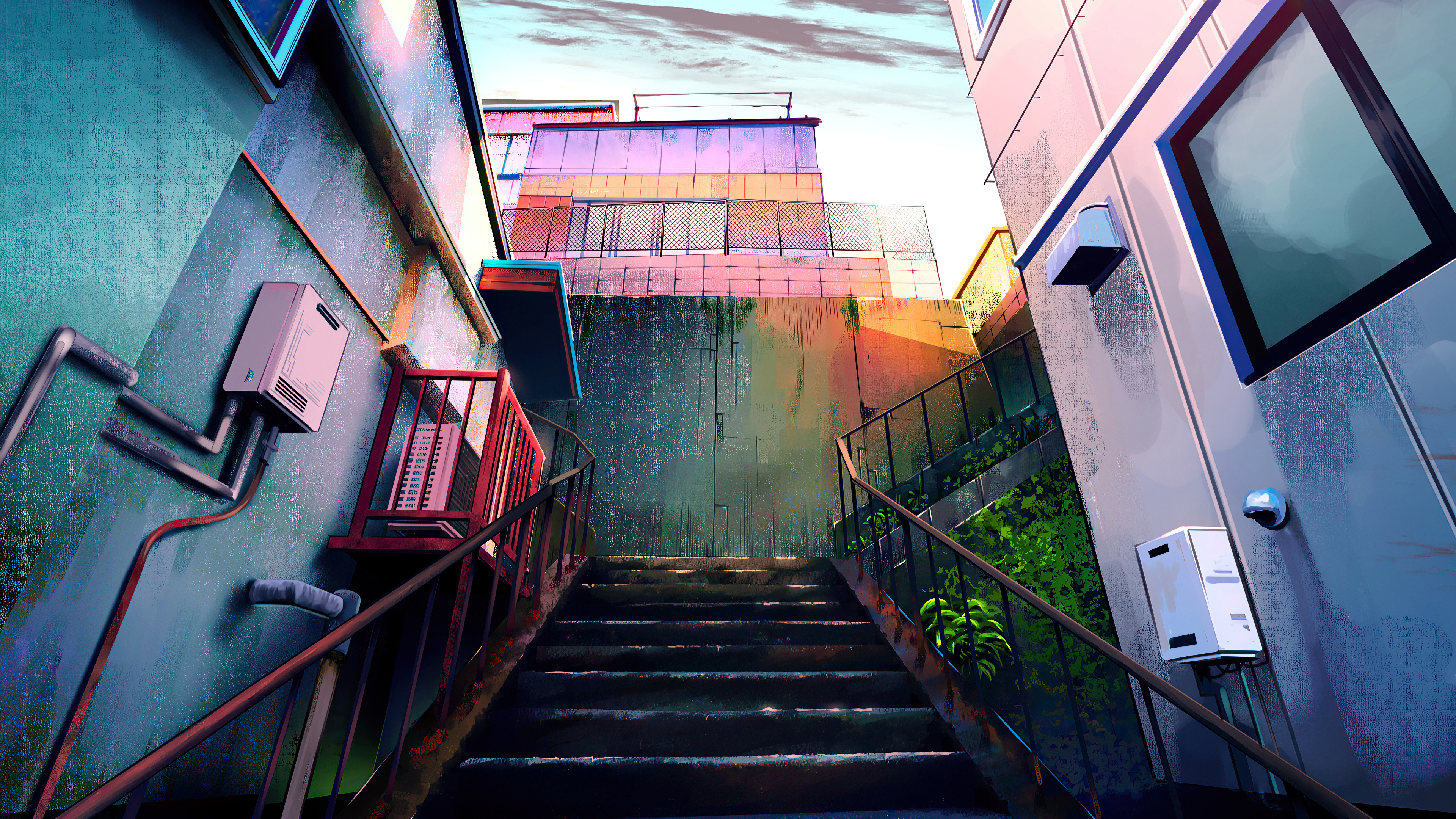 Anime stairs, Home, 4K wallpapers, 3840x2160 4K Desktop