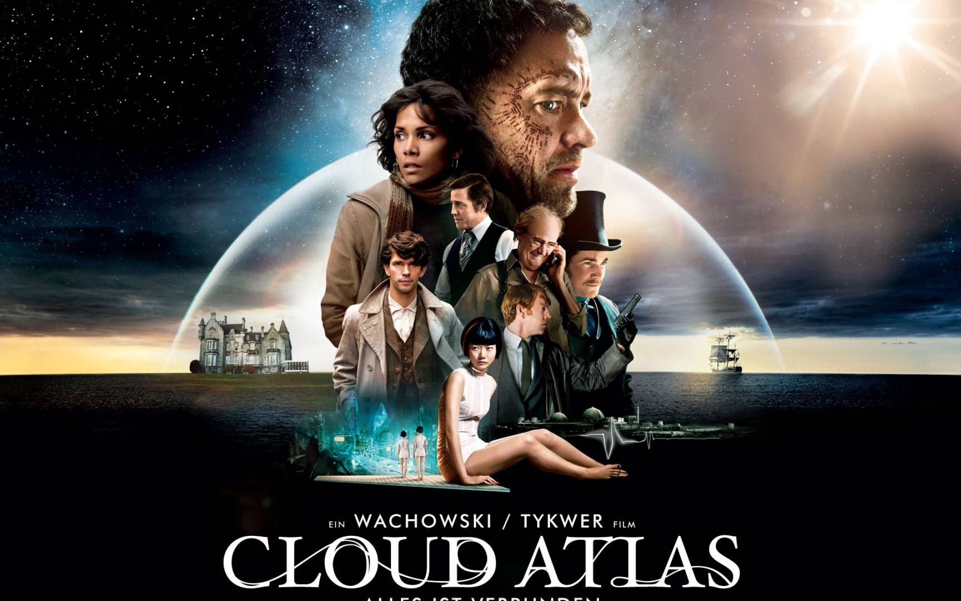 Cloud Atlas: The story jumps between eras, spanning hundreds of years. 1920x1200 HD Background.