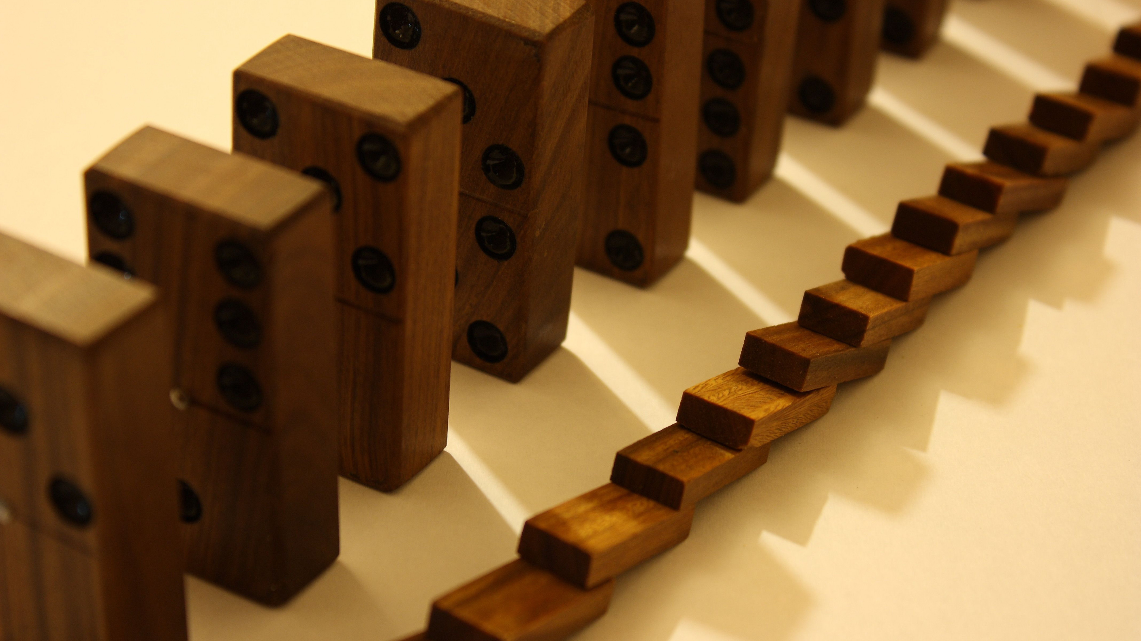 Dominoes: The wooden tiles used in a popular board game with a long history, Indoor game. 3840x2160 4K Wallpaper.